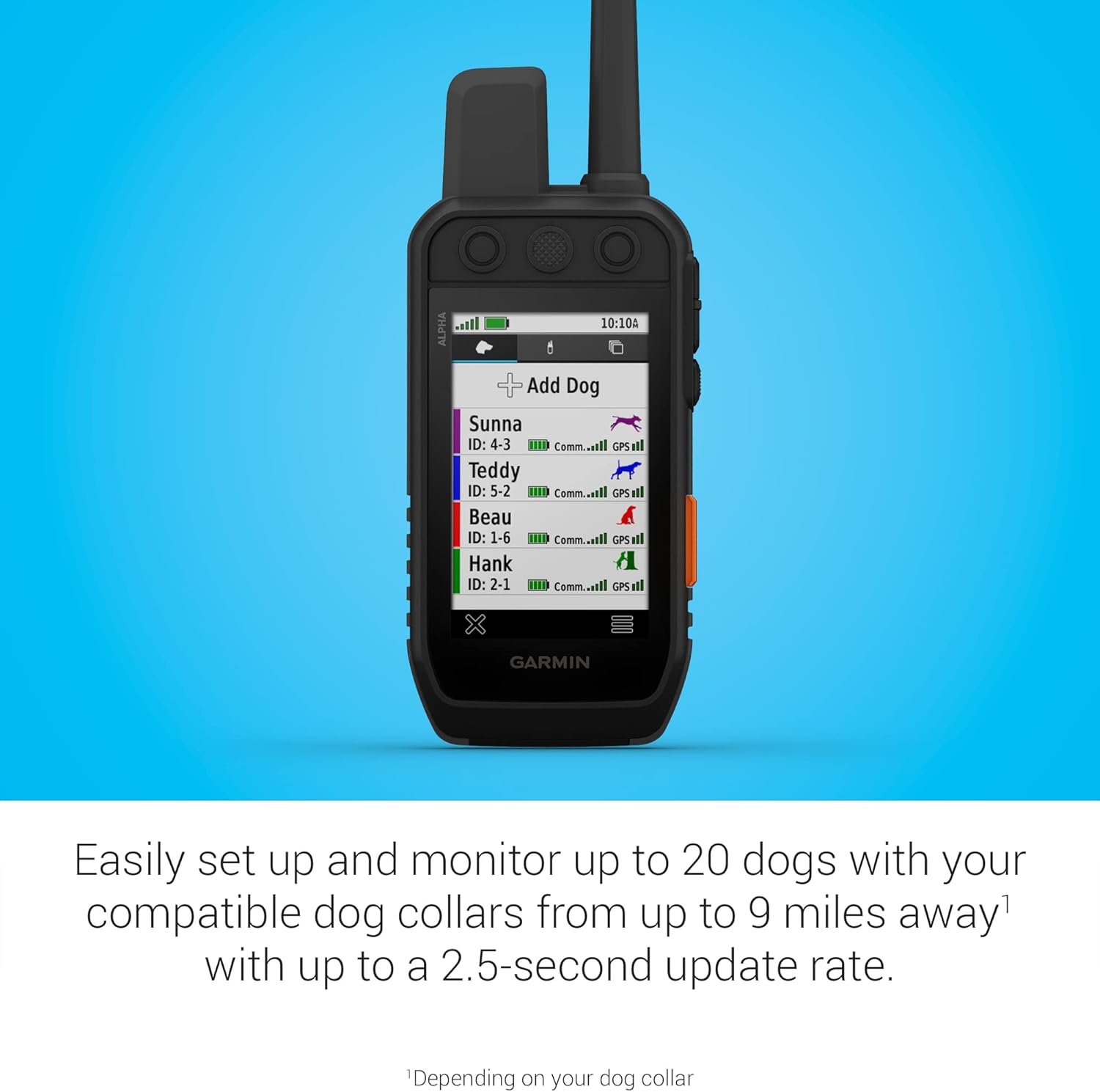 image:imageGarmin Alpha 300i Handheld Advanced Tracking and Training Handheld with inReach Technology Inreach TwoWay Messaging and Sos Up to 55 Hr Battery Vhf Range Up to 9 Mi Pairs Up to 250 CollarsAlpha 300i