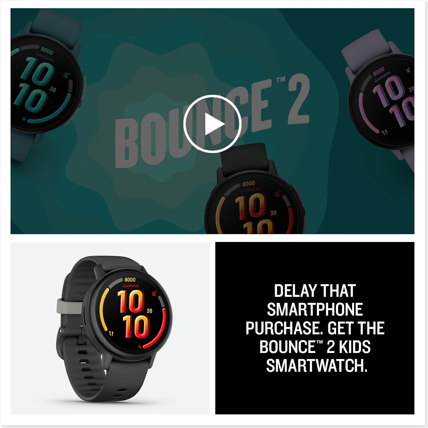 image:imageGarmin Bounce 2 Kids Smartwatch with Calling Messaging and Location Tracking Features Light PurpleSlate Gray