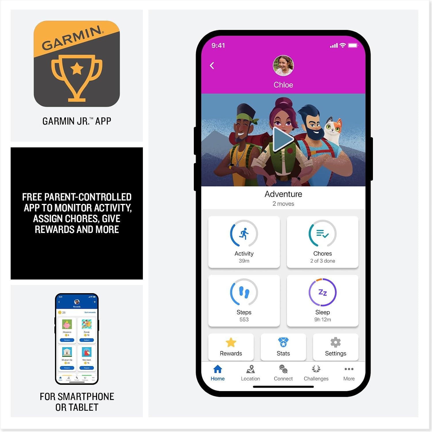 image:imageGarmin Bounce 2 Kids Smartwatch with Calling Messaging and Location Tracking Features Light PurpleSlate Gray