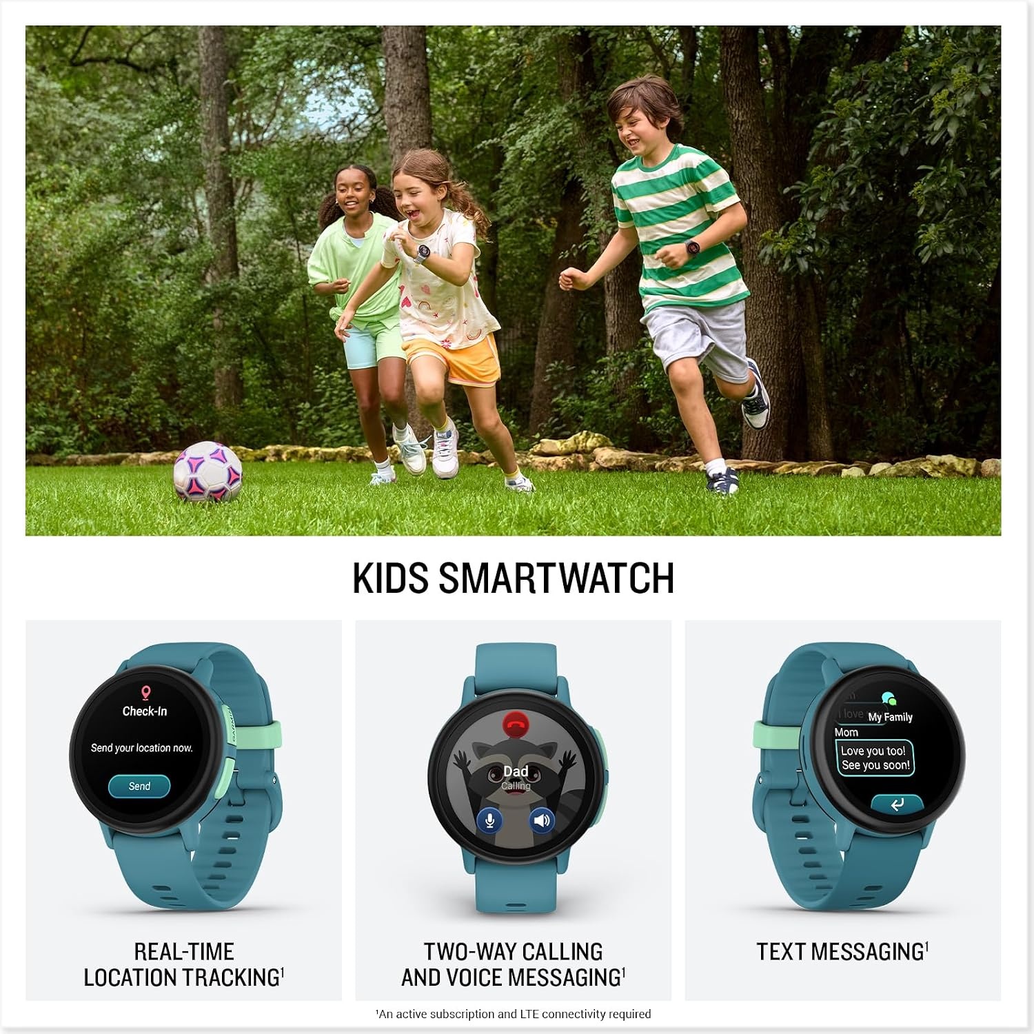 image:imageGarmin Bounce 2 Kids Smartwatch with Calling Messaging and Location Tracking Features Light PurpleTurquoise