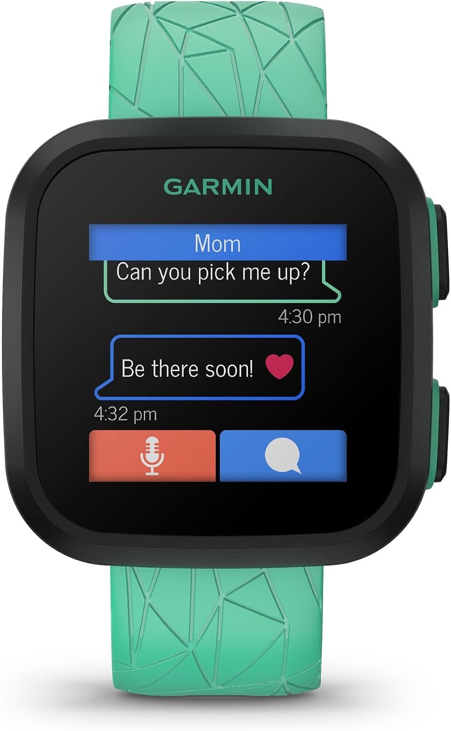 image:imageGarmin Bounce Kids Smartwatch TwoWay Text and Voice Messaging Location Tracking Green Burst RealTime GPS Tracking LTE Subscription Required Up to 2 Days Battery 5 AtmRatedGreen