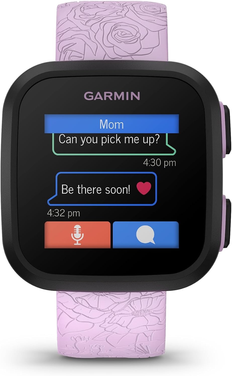image:imageGarmin Bounce Kids Smartwatch TwoWay Text and Voice Messaging Location Tracking Green Burst RealTime GPS Tracking LTE Subscription Required Up to 2 Days Battery 5 AtmRatedPurple
