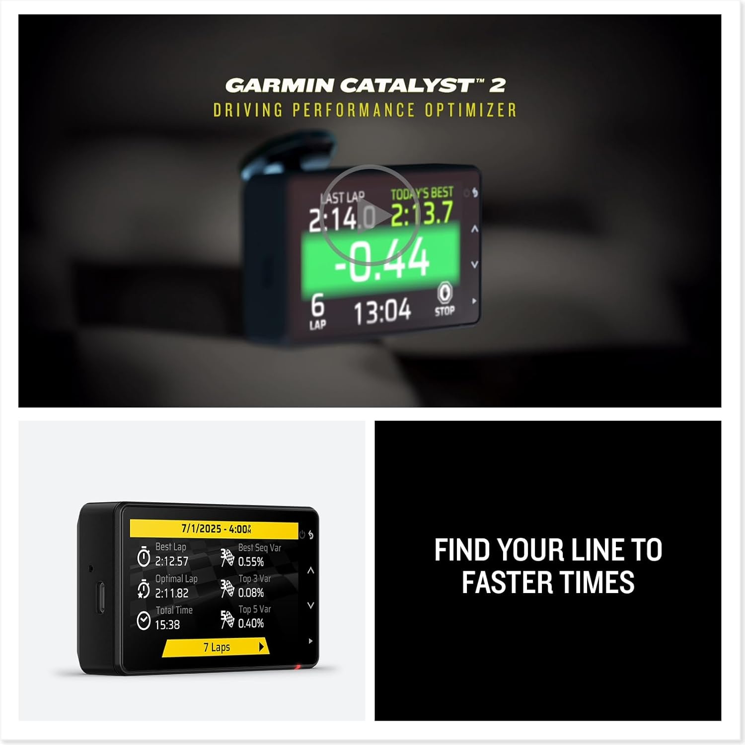 image:imageGarmin Catalyst 2 Racetrack Driving Performance Optimizer OnTrack Coaching True Optimal Lap Technology Detailed Performance Data Leaderboards Motorsports HighPerformance Driving 3 Touchscreen Builtin 1440p HD Camera True Optimal Lap and RealTime Audio Coaching 32GB Microsd Included