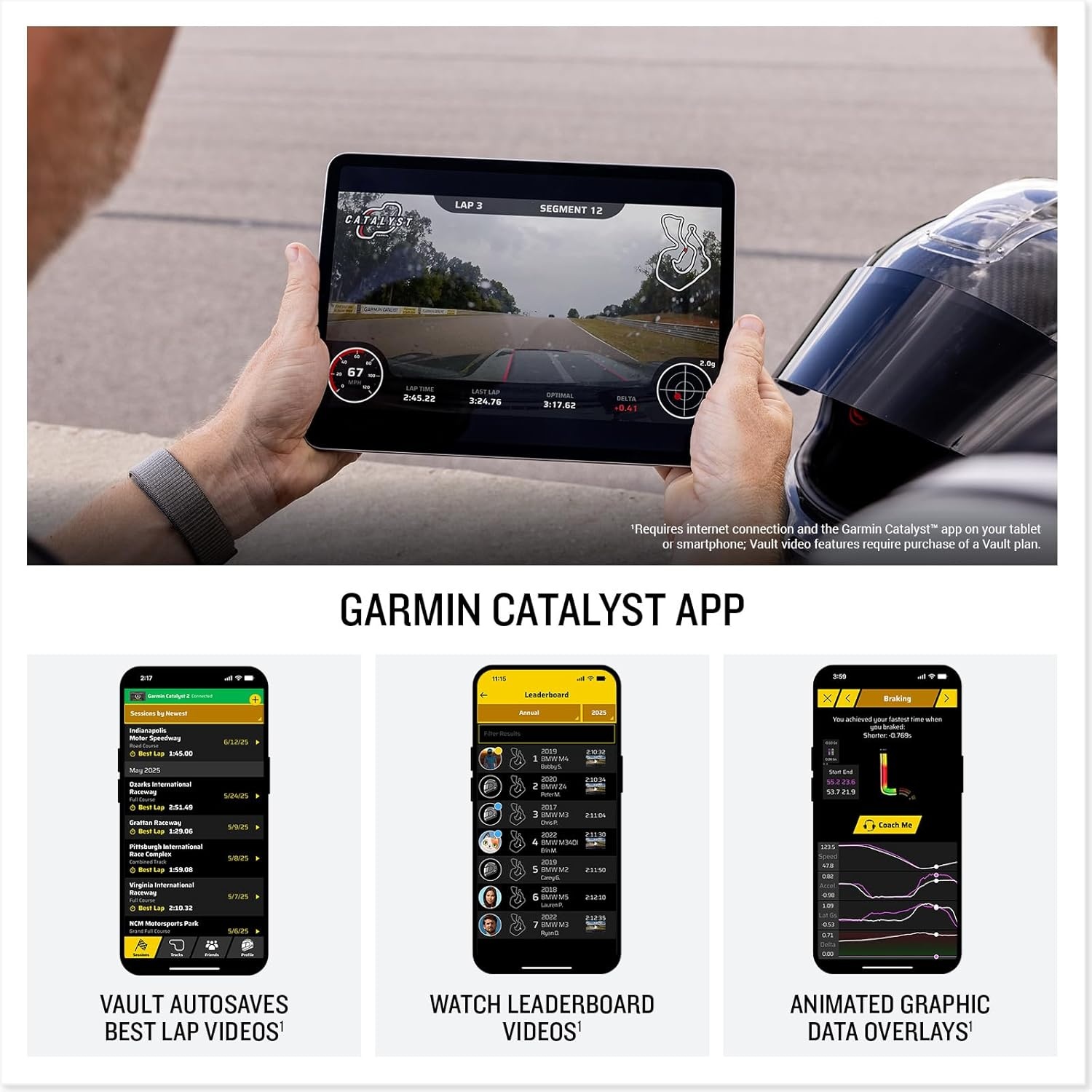 image:imageGarmin Catalyst 2 Racetrack Driving Performance Optimizer OnTrack Coaching True Optimal Lap Technology Detailed Performance Data Leaderboards Motorsports HighPerformance Driving 3 Touchscreen Builtin 1440p HD Camera True Optimal Lap and RealTime Audio Coaching 32GB Microsd Included