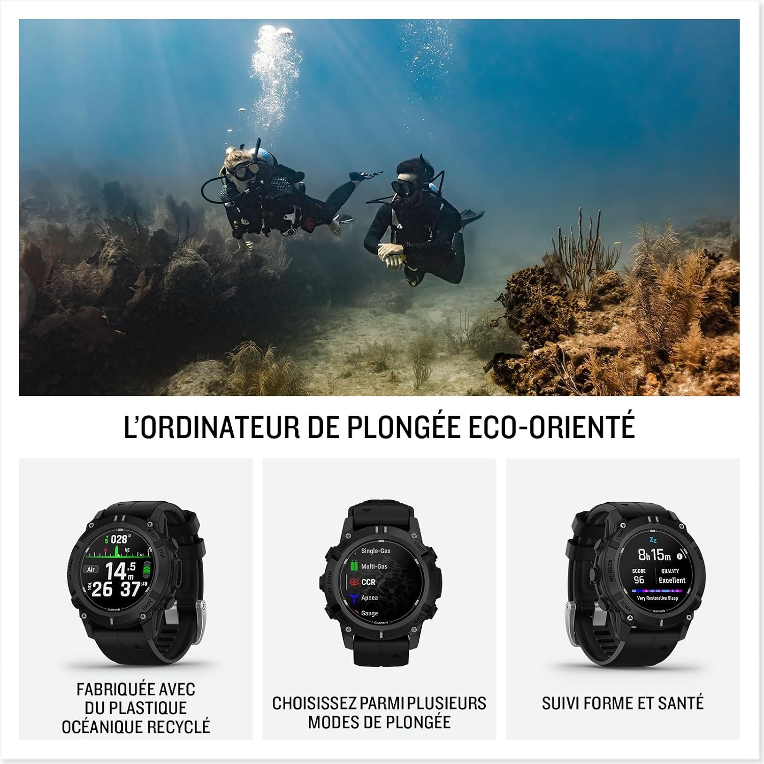 image:imageGarmin Descent G2 WatchStyle Dive Computer Bright AMOLED Display Multiple Dive Modes Health and Wellness Features Black with Black Band WatchStyle Dive Computer 7 Dive Modes Incl Technical and Apnea Up to 10 Days Battery 10 AtmBlack