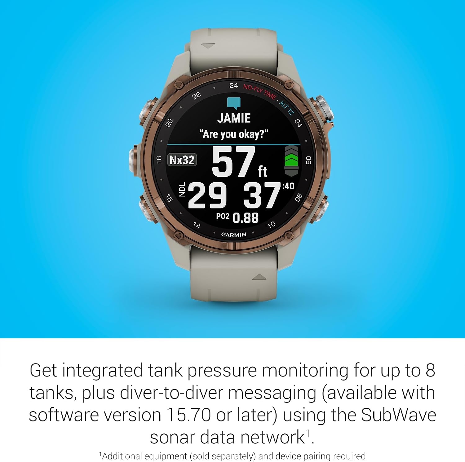 image:imageGarmin Descent Mk3i Dive Computer and Multisport GPS Smartwatch Air Integration French Gray 43mm Bronze Pvd Titanium Case 12 Amoled with Sapphire Lens 200m DiveRated Subwave Air IntegrationFrench Gray