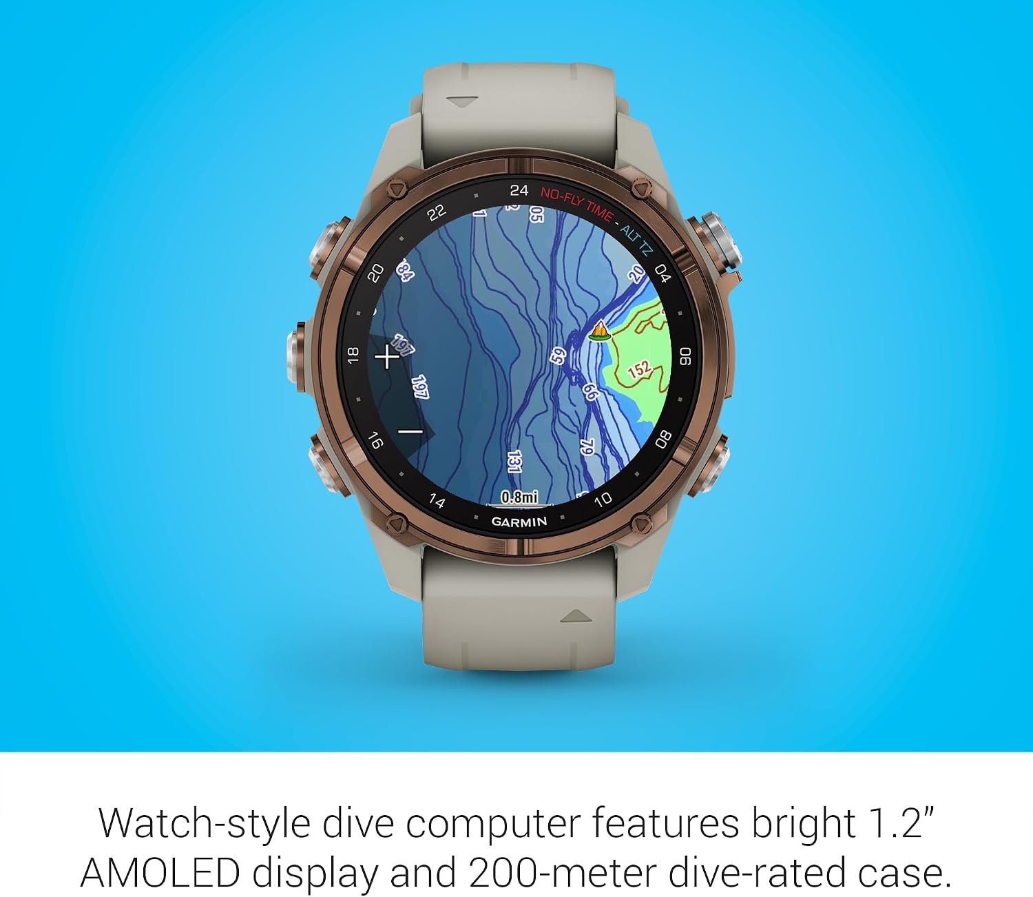 image:imageGarmin Descent Mk3i Dive Computer and Multisport GPS Smartwatch Air Integration French Gray 43mm Bronze Pvd Titanium Case 12 Amoled with Sapphire Lens 200m DiveRated Subwave Air IntegrationFrench Gray