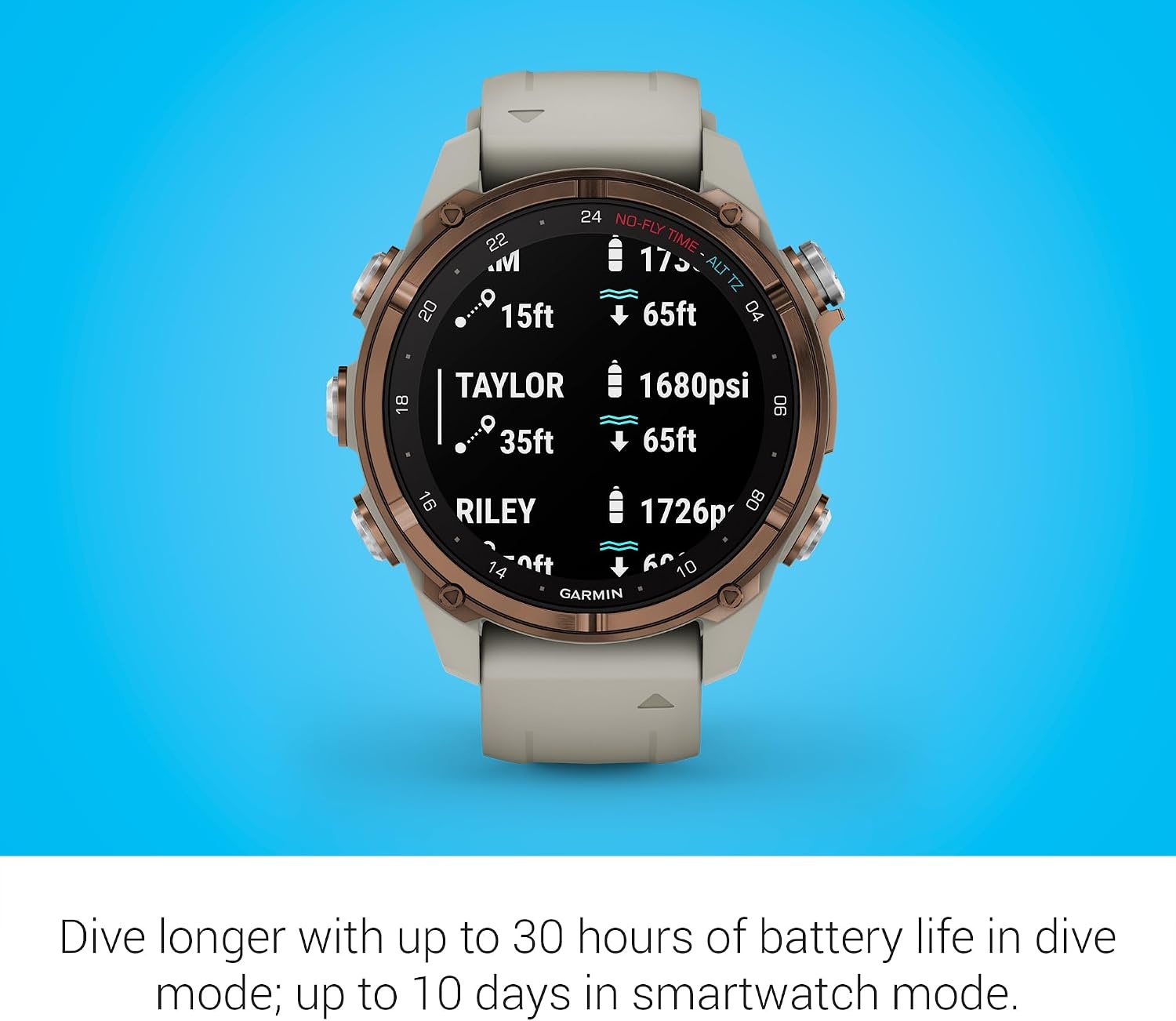 image:imageGarmin Descent Mk3i Dive Computer and Multisport GPS Smartwatch Air Integration French Gray 43mm Bronze Pvd Titanium Case 12 Amoled with Sapphire Lens 200m DiveRated Subwave Air IntegrationFrench Gray