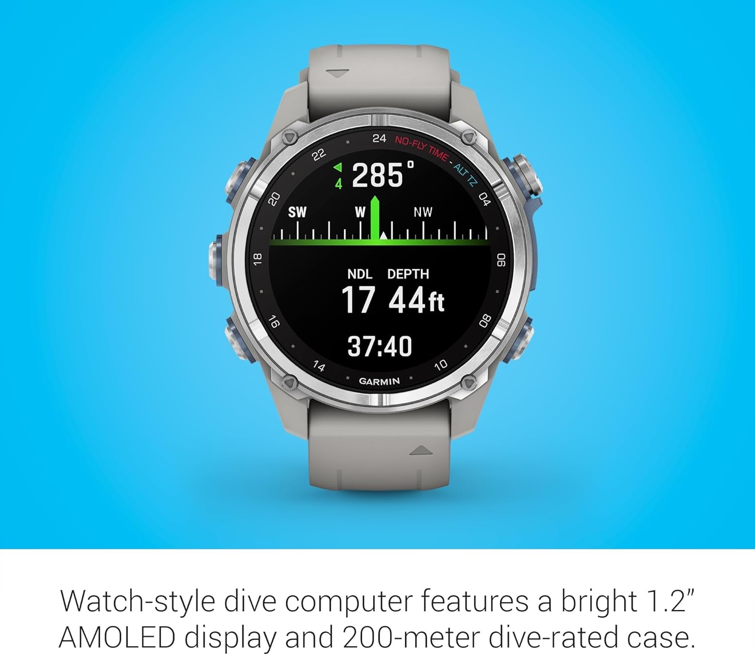 image:imageGarmin Descent Mk3i Dive Computer and Multisport GPS Smartwatch Air Integration French Gray 43mm Bronze Pvd Titanium Case 12 Amoled with Sapphire Lens 200m DiveRated Subwave Air IntegrationFog Gray