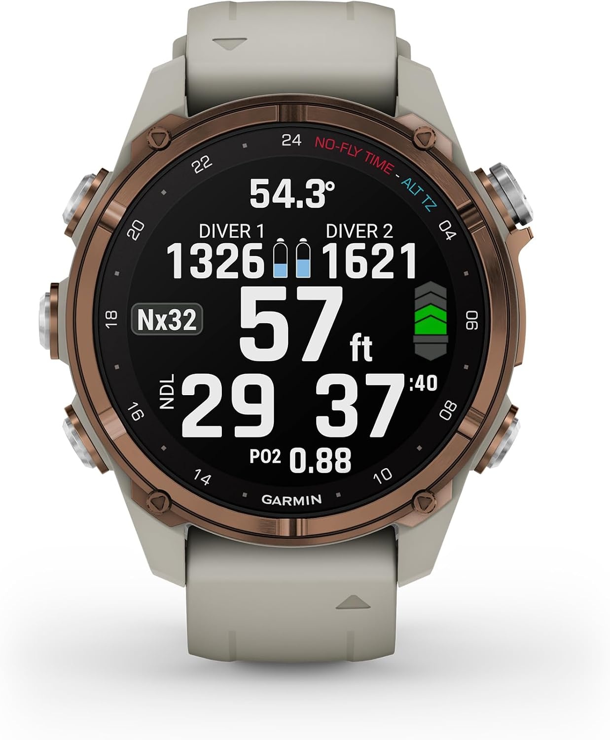 image:imageGarmin Descent Mk3i Dive Computer and Multisport GPS Smartwatch Air Integration French Gray 43mm Bronze Pvd Titanium Case 12 Amoled with Sapphire Lens 200m DiveRated Subwave Air IntegrationFrench Gray