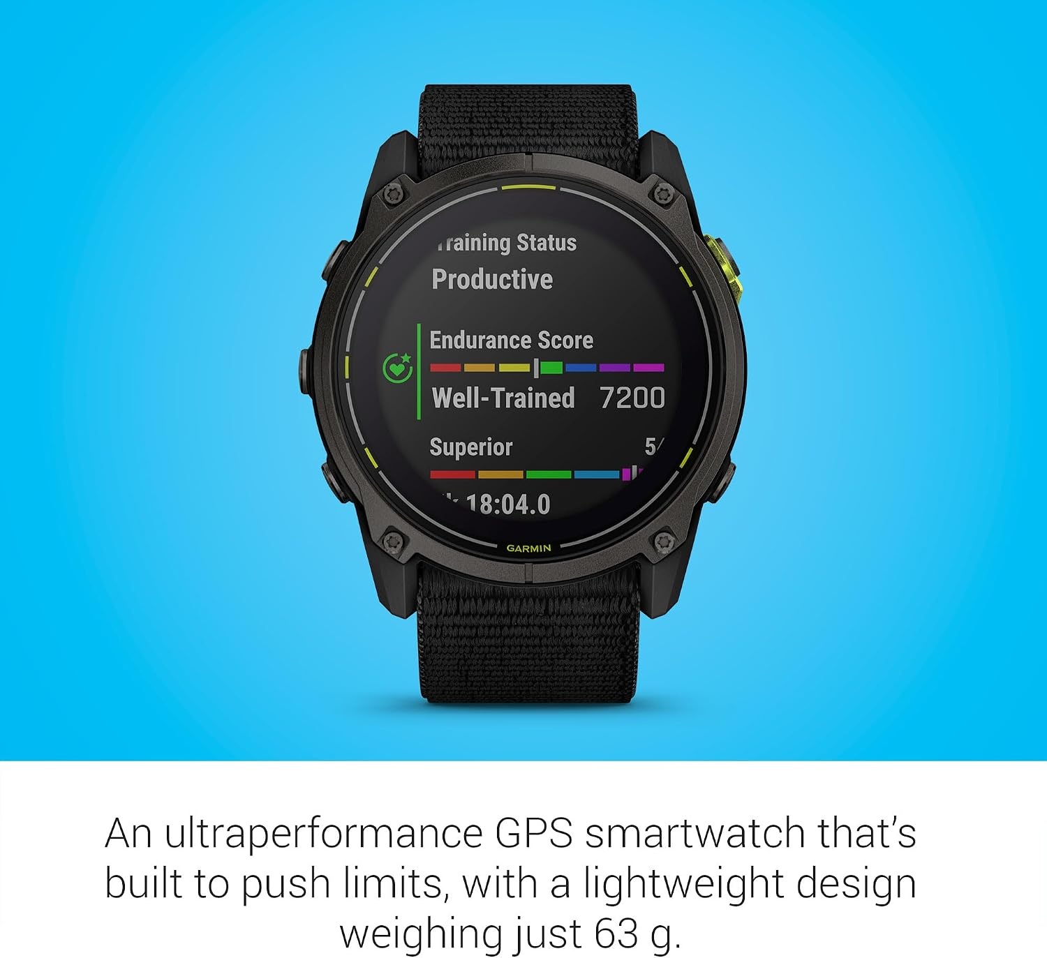image:imageGarmin Enduro 3 51 mm Solar Sapphire Ultraperformance GPS Smartwatch Extreme Battery Life Detailed Mapping Builtin LED Flashlight Carbon Gray DLC Titanium with Black UltraFit Nylon Strap Verified Features 51 Mm Power Sapphire Lens Carbon Gray Dlc Titanium Bezel Builtin LED Flashlight Ultrafit Nylon Strap