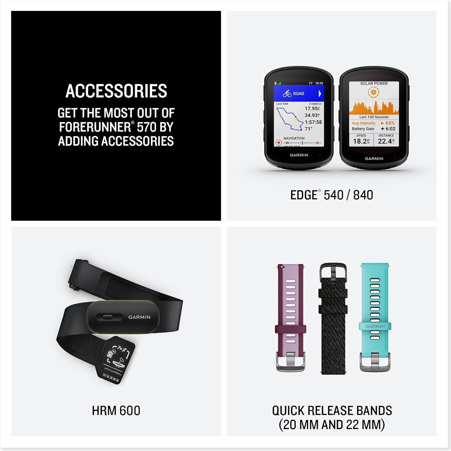 image:imageGarmin Forerunner 570 42mm Advanced GPS Running and Triathlon Smartwatch AMOLED Display Training and Recovery Features Slate Gray Aluminum with Translucent BlackBlack Band 12 Amoled MultiGnss GPS with Satiq Training Recovery and Multisport and Triathlon Support Slate Gray Aluminum CaseAmp Yellow with Whitestone