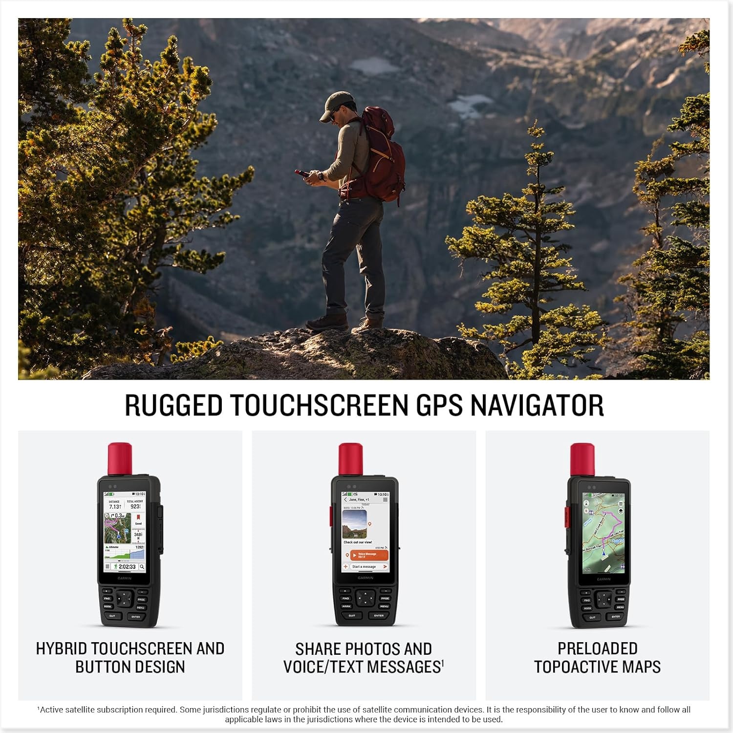 image:imageGarmin GPSMAP H1i Plus Premium GPS Handheld Navigator with inReach Plus Technology to Share Texts Photos Voice Memos and SOS OffGrid Touchscreen and Buttons Long Battery Life Preloaded Maps Inreach Plus Satellite Tech Enables Sos Text Photo and Voice Messages OffGrid Preloaded Topoactive MapsinReach Plus Technology