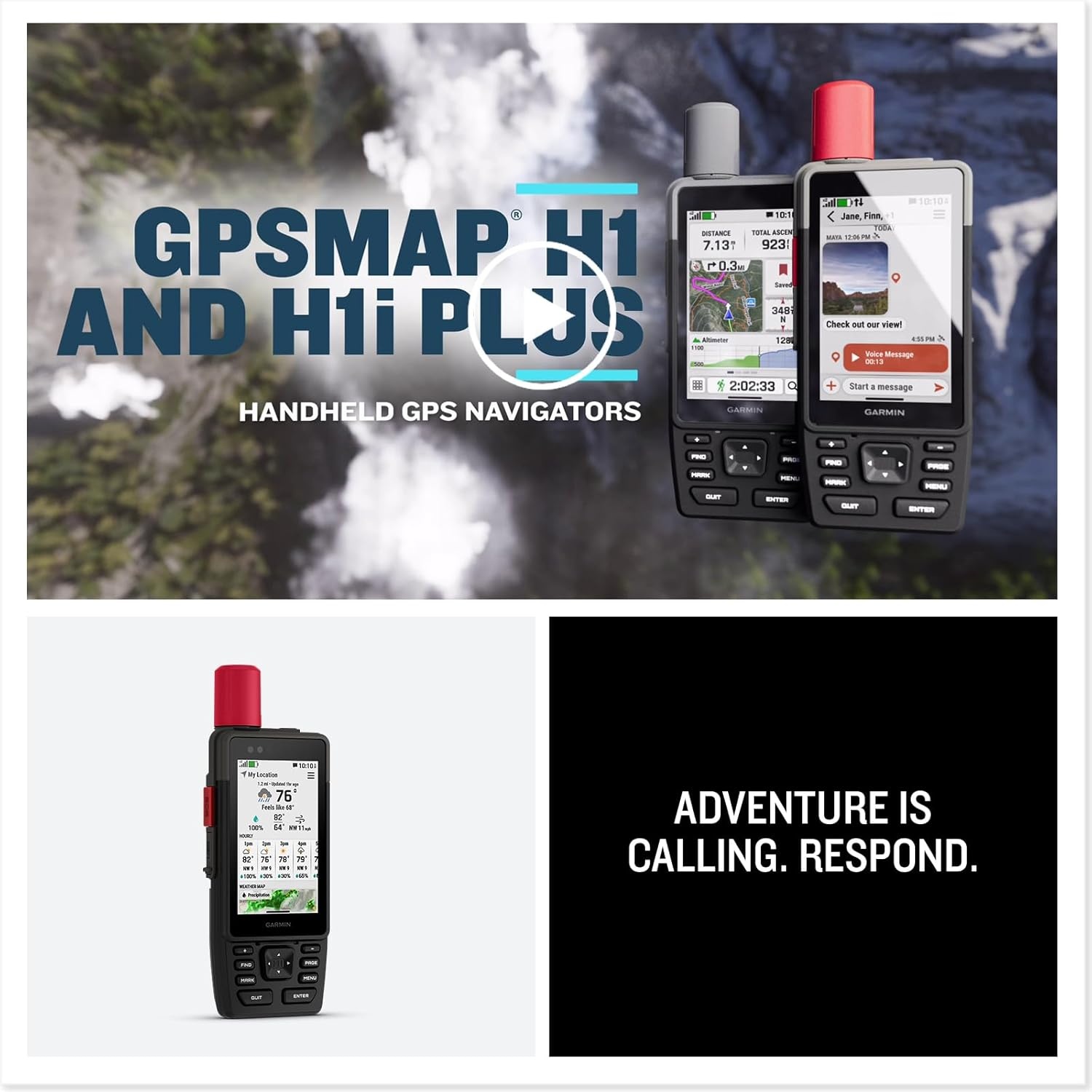 image:imageGarmin GPSMAP H1i Plus Premium GPS Handheld Navigator with inReach Plus Technology to Share Texts Photos Voice Memos and SOS OffGrid Touchscreen and Buttons Long Battery Life Preloaded Maps Inreach Plus Satellite Tech Enables Sos Text Photo and Voice Messages OffGrid Preloaded Topoactive MapsinReach Plus Technology