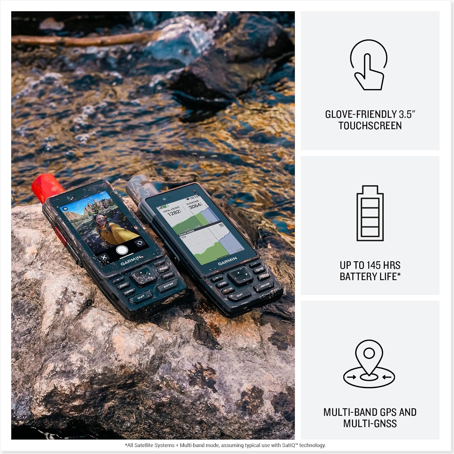 image:imageGarmin GPSMAP H1i Plus Premium GPS Handheld Navigator with inReach Plus Technology to Share Texts Photos Voice Memos and SOS OffGrid Touchscreen and Buttons Long Battery Life Preloaded Maps Inreach Plus Satellite Tech Enables Sos Text Photo and Voice Messages OffGrid Preloaded Topoactive MapsinReach Plus Technology