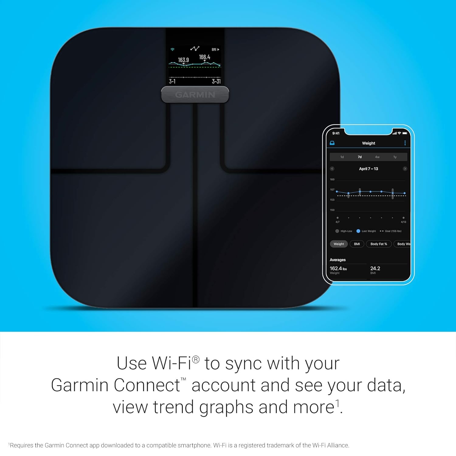 image:imageGarmin Index S2 Smart Scale with Wireless Connectivity Measure Body Fat Muscle Bone Mass Body Water and More Black 0100229402Black