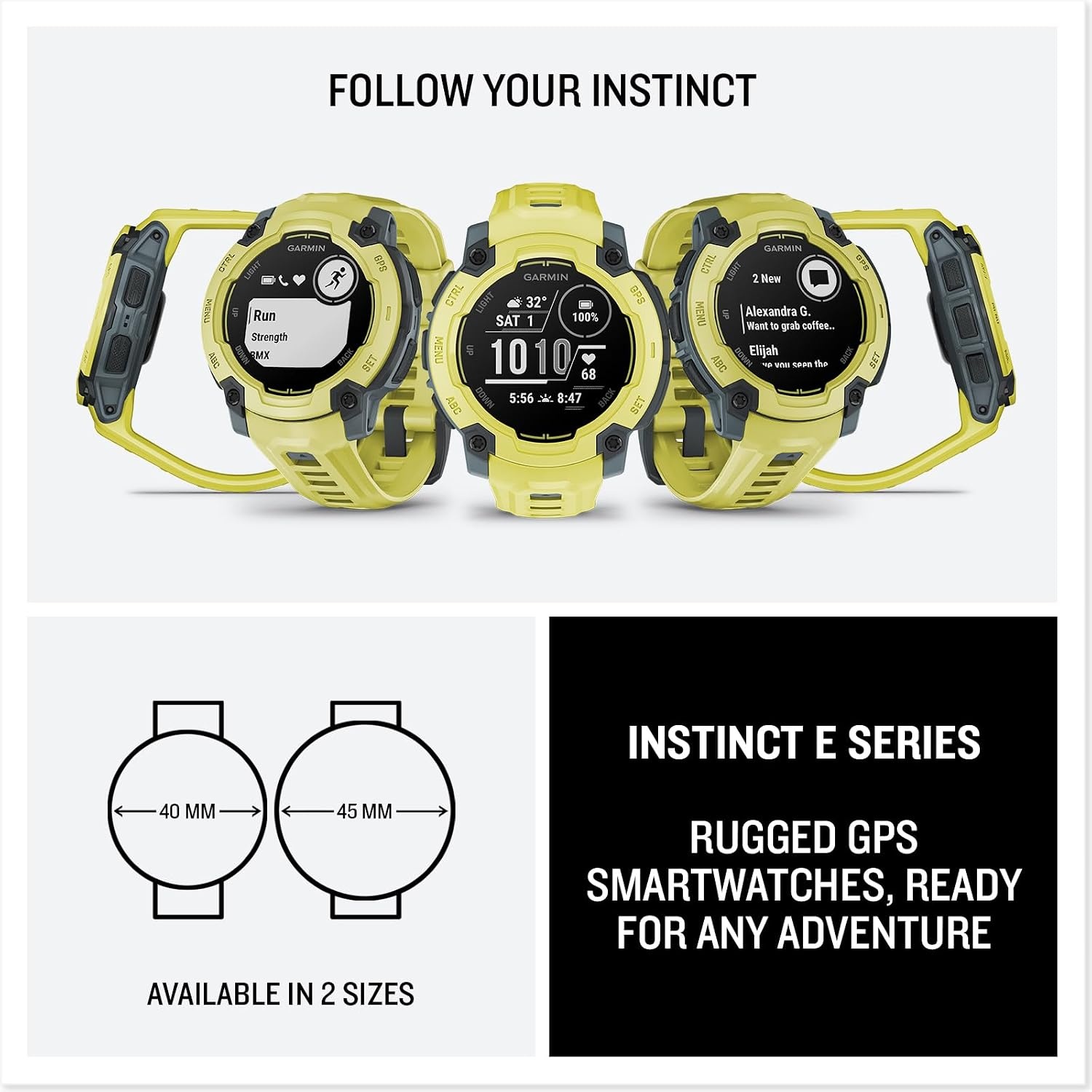 image:imageGarmin Instinct 3 45mm AMOLED Display Rugged Outdoor GPS Smartwatch MetalReinforced Bezel Builtin Flashlight Up to 18 Days of Battery Life Black 45mm Amoled 12 Display MetalReinforced Bezel Builtin Flashlight Up to 18 Days Battery MultiBand GPS 10 AtmElectric Lime