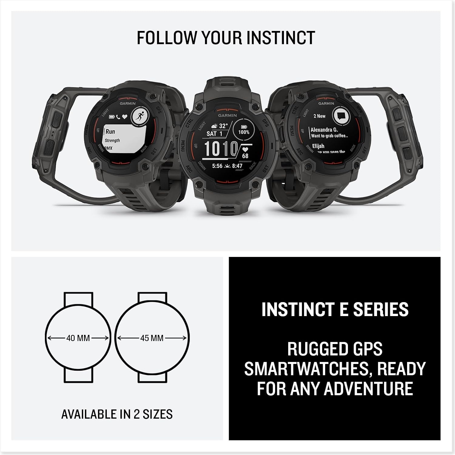 image:imageGarmin Instinct 3 45mm AMOLED Display Rugged Outdoor GPS Smartwatch MetalReinforced Bezel Builtin Flashlight Up to 18 Days of Battery Life Black 45mm Amoled 12 Display MetalReinforced Bezel Builtin Flashlight Up to 18 Days Battery MultiBand GPS 10 AtmE Charcoal
