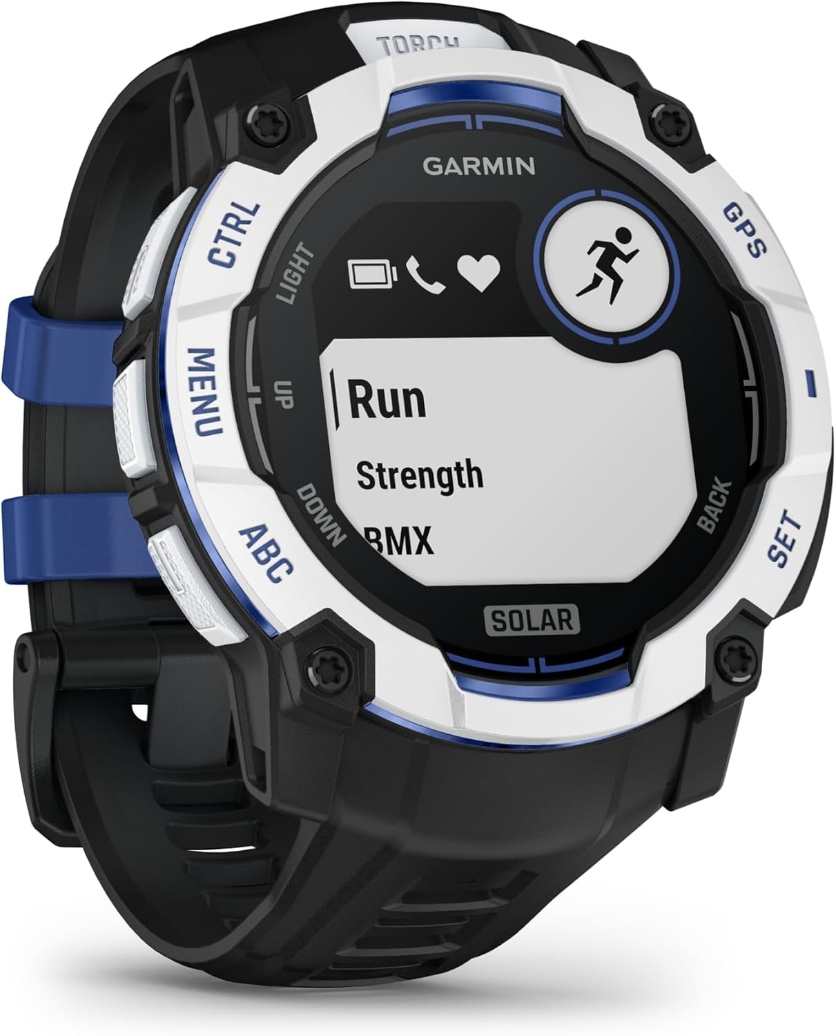 image:imageGarmin Instinct 3 45mm AMOLED Display Rugged Outdoor GPS Smartwatch MetalReinforced Bezel Builtin Flashlight Up to 18 Days of Battery Life Black 45mm Amoled 12 Display MetalReinforced Bezel Builtin Flashlight Up to 18 Days Battery MultiBand GPS 10 AtmWhitestone and Bolt Blue
