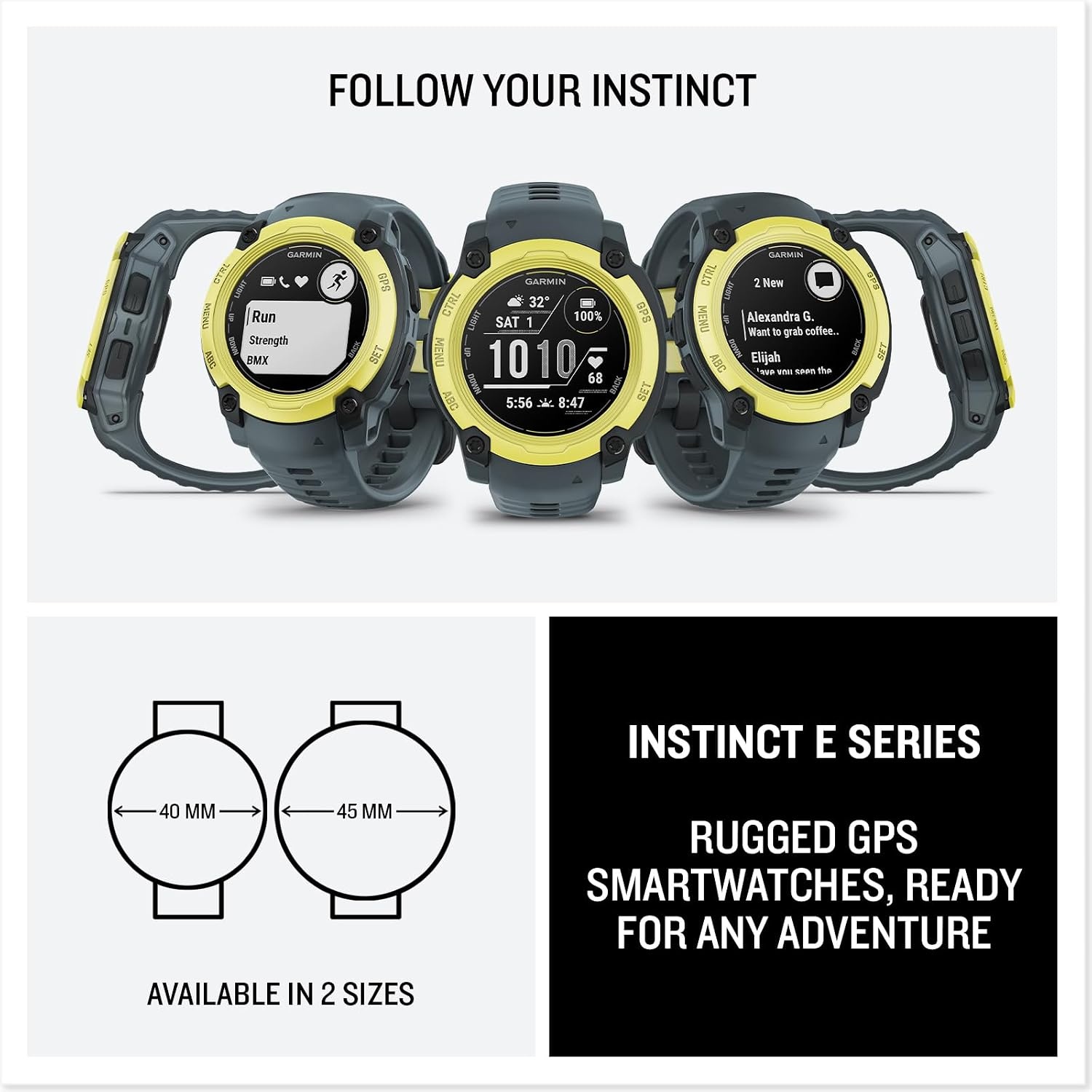 image:imageGarmin Instinct 3 45mm AMOLED Display Rugged Outdoor GPS Smartwatch MetalReinforced Bezel Builtin Flashlight Up to 18 Days of Battery Life Black 45mm Amoled 12 Display MetalReinforced Bezel Builtin Flashlight Up to 18 Days Battery MultiBand GPS 10 AtmElectric LimeTwilight