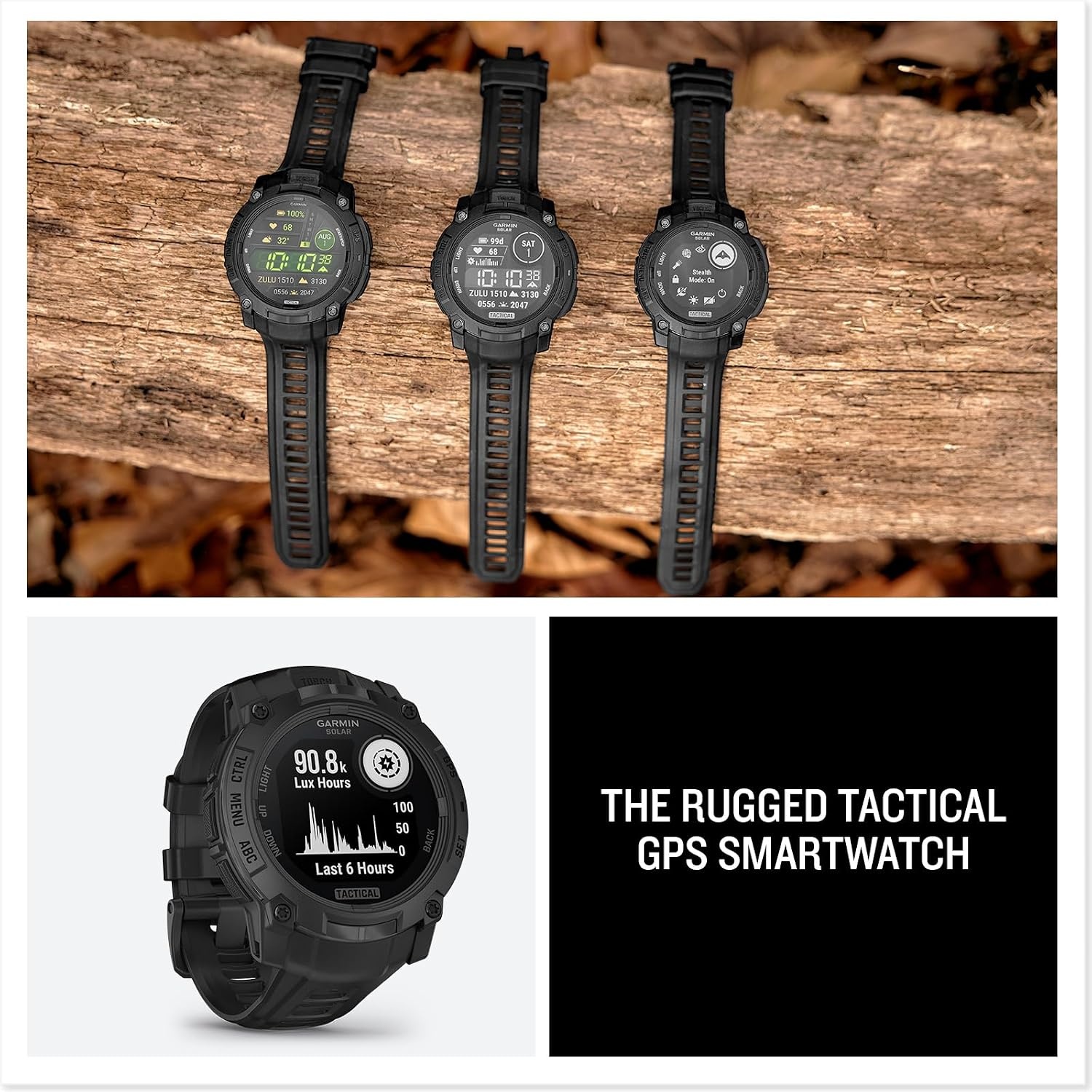 image:imageGarmin Instinct 3 45mm AMOLED Display Rugged Outdoor GPS Smartwatch MetalReinforced Bezel Builtin Flashlight Up to 18 Days of Battery Life Black 45mm Amoled 12 Display MetalReinforced Bezel Builtin Flashlight Up to 18 Days Battery MultiBand GPS 10 AtmBlack