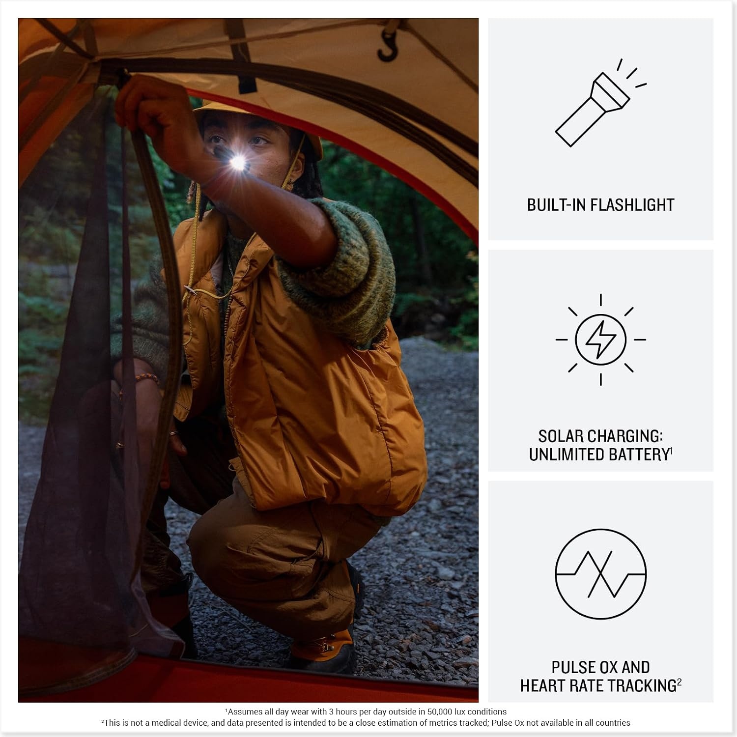 image:imageGarmin Instinct 3 45mm AMOLED Display Rugged Outdoor GPS Smartwatch MetalReinforced Bezel Builtin Flashlight Up to 18 Days of Battery Life Black 45mm Amoled 12 Display MetalReinforced Bezel Builtin Flashlight Up to 18 Days Battery MultiBand GPS 10 AtmSolar Charcoal