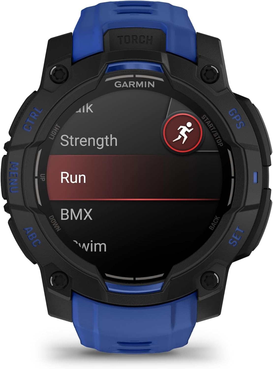 image:imageGarmin Instinct 3 45mm AMOLED Display Rugged Outdoor GPS Smartwatch MetalReinforced Bezel Builtin Flashlight Up to 18 Days of Battery Life Black 45mm Amoled 12 Display MetalReinforced Bezel Builtin Flashlight Up to 18 Days Battery MultiBand GPS 10 AtmBlack with Bolt Blue