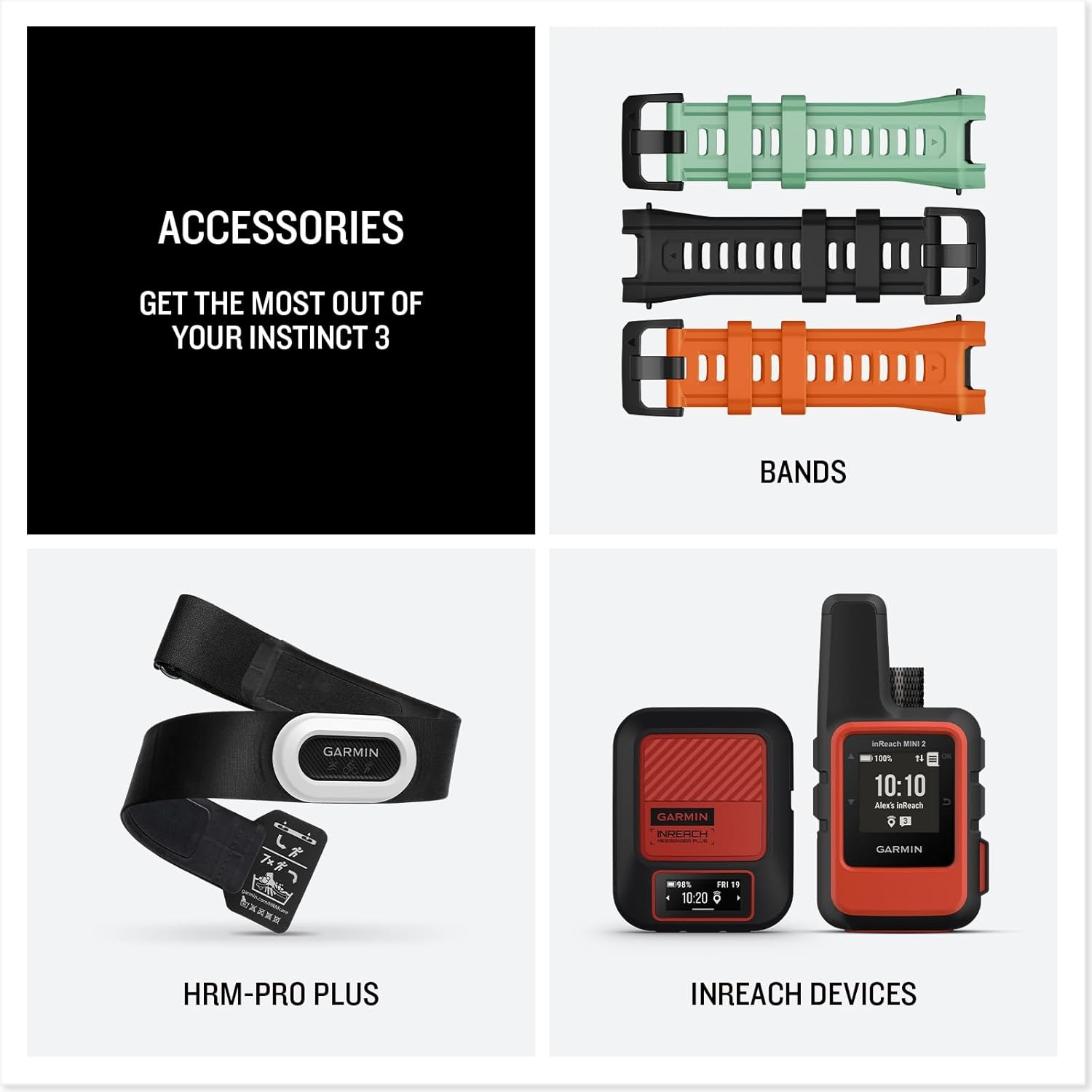 image:imageGarmin Instinct 3 45mm AMOLED Display Rugged Outdoor GPS Smartwatch MetalReinforced Bezel Builtin Flashlight Up to 18 Days of Battery Life Black 45mm Amoled 12 Display MetalReinforced Bezel Builtin Flashlight Up to 18 Days Battery MultiBand GPS 10 AtmSolar Charcoal
