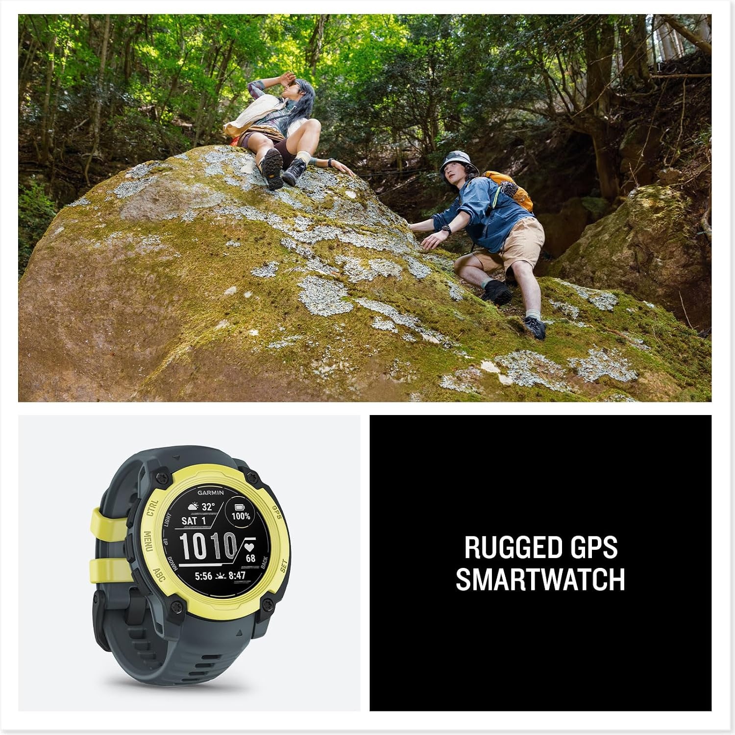 image:imageGarmin Instinct 3 45mm AMOLED Display Rugged Outdoor GPS Smartwatch MetalReinforced Bezel Builtin Flashlight Up to 18 Days of Battery Life Black 45mm Amoled 12 Display MetalReinforced Bezel Builtin Flashlight Up to 18 Days Battery MultiBand GPS 10 AtmElectric LimeTwilight