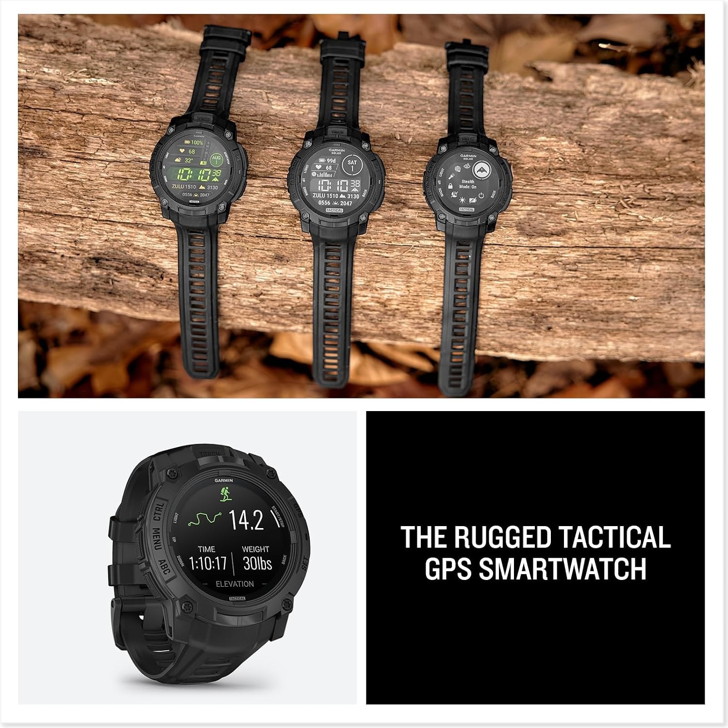image:imageGarmin Instinct 3 45mm AMOLED Display Rugged Outdoor GPS Smartwatch MetalReinforced Bezel Builtin Flashlight Up to 18 Days of Battery Life Black 45mm Amoled 12 Display MetalReinforced Bezel Builtin Flashlight Up to 18 Days Battery MultiBand GPS 10 AtmBlack with Black Band