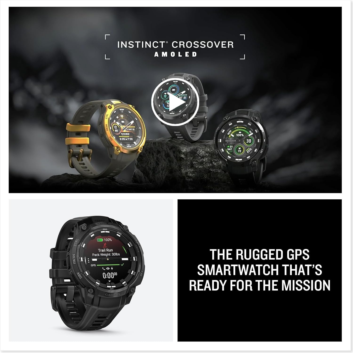 image:imageGarmin Instinct Crossover AMOLED Rugged Hybrid GPS Smartwatch with Analog Watch Hands and Bright AMOLED Display BronzeSunburst with Cocoa Silicone Band Analog Watch Hands 47mm Case Cocoa Silicone Band Up to 14 Days BatteryBlack