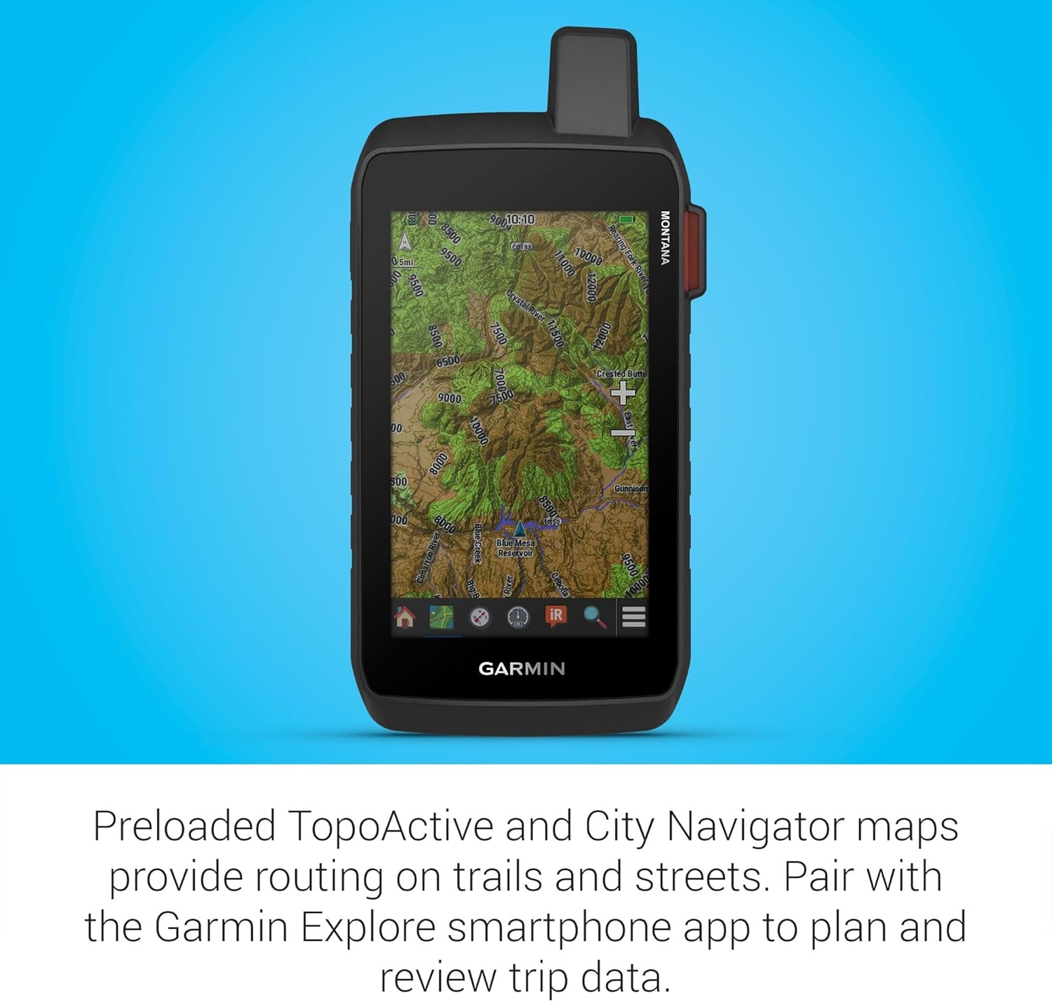 image:imageGarmin Montana 710i Rugged GPS Handheld Navigator with Builtin inReach Technology for SOS and 2way Texts in Remote Areas 5 Touchscreen Satellite Imagery and Maps for Routing on Roads or TrailsMontana 760i