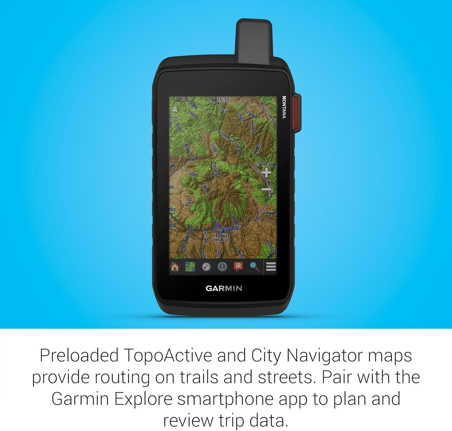image:imageGarmin Montana 710i Rugged GPS Handheld Navigator with Builtin inReach Technology for SOS and 2way Texts in Remote Areas 5 Touchscreen Satellite Imagery and Maps for Routing on Roads or TrailsMontana 710i