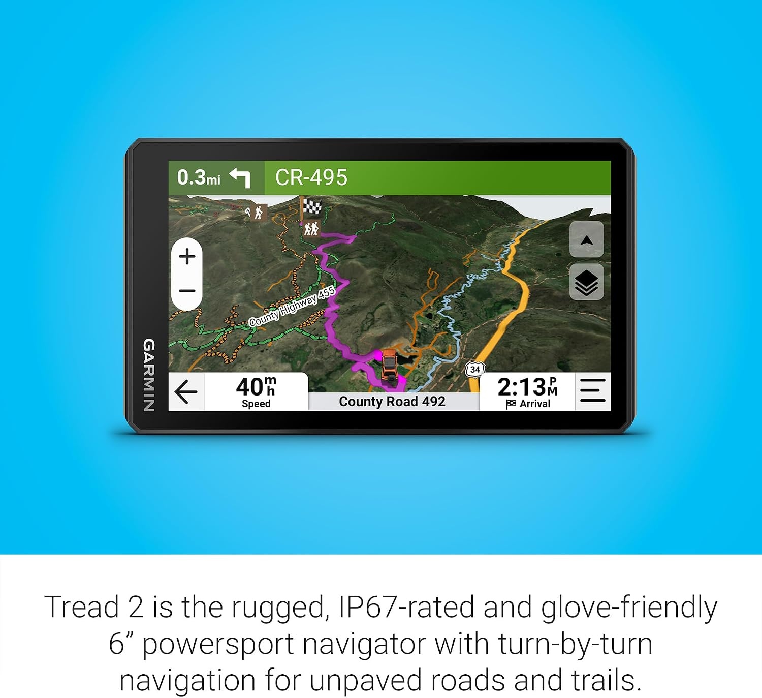 image:imageGarmin Tread 2 Powersport Navigator 6 GloveFriendly Display Built for Extreme Weather Preloaded Mapping Snowmobile Trails for US and Canada