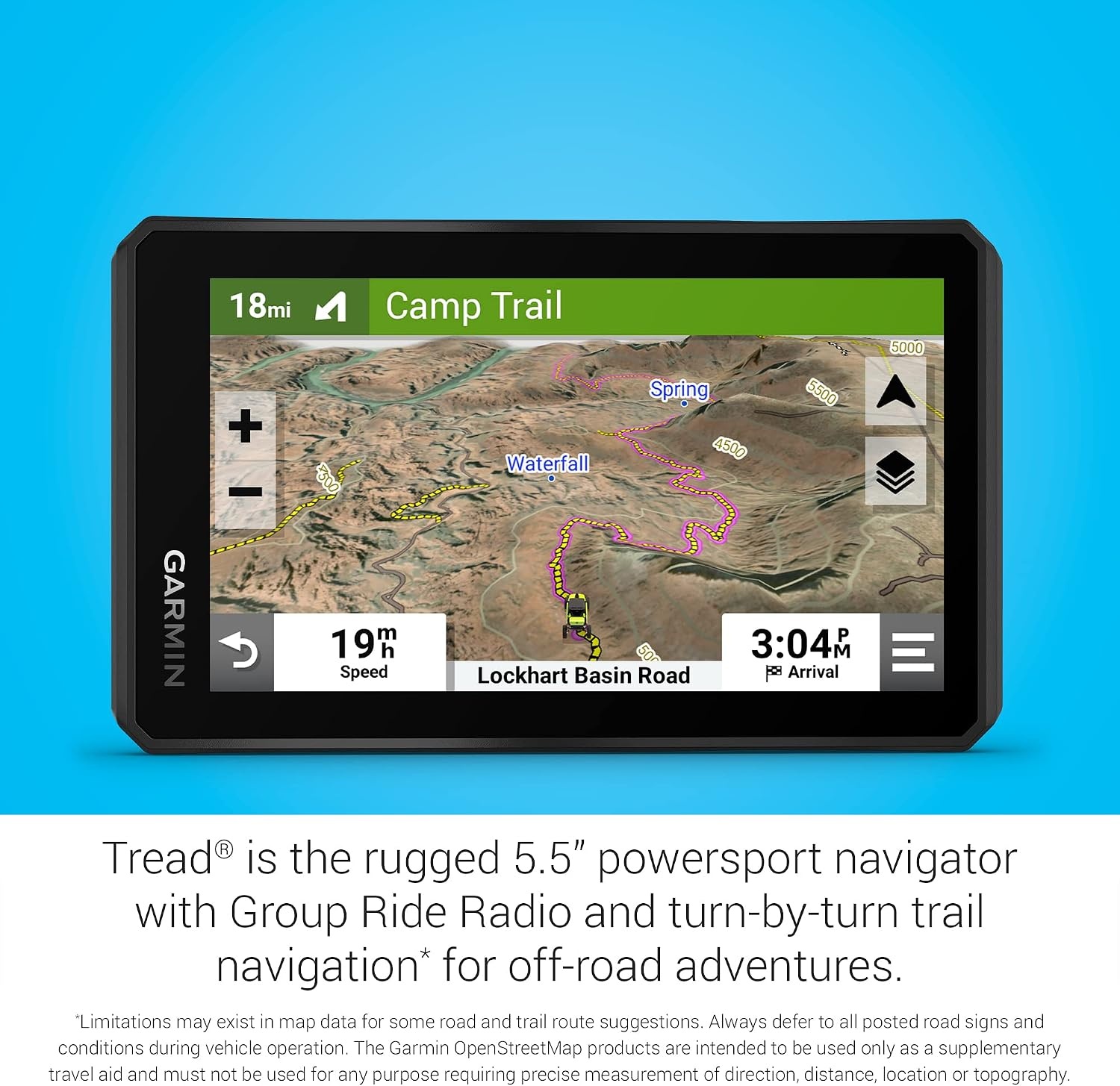 image:imageGarmin Tread XL Baja Race Edition Rugged ultrabright 10 OffRoad Race Navigator highPerformance GPS for Trophy Trucks Team Tracking with Builtin inReach Satellite CommunicationTread Powersport OffRoad Navigator with Group Ride Radio