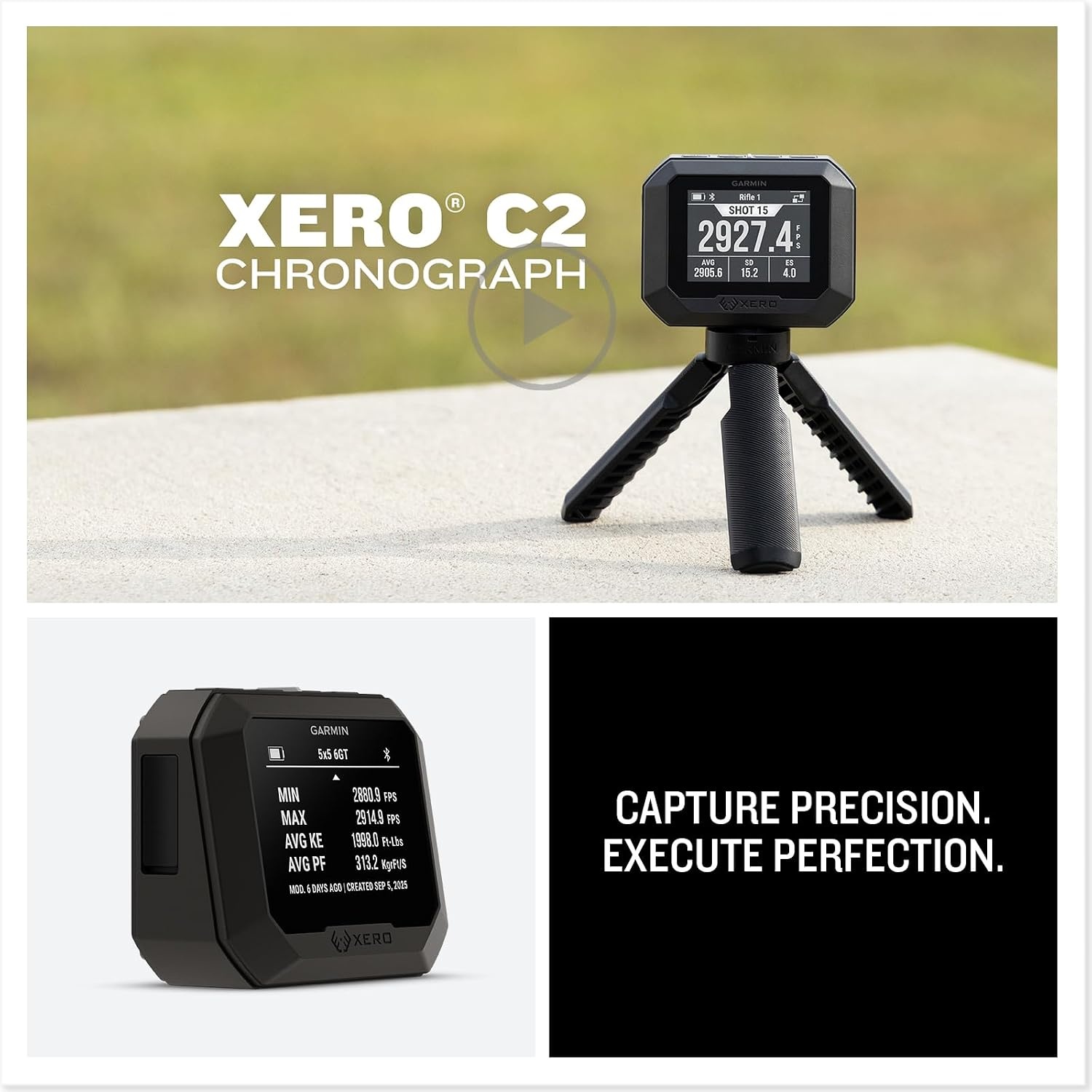 image:imageGarmin Xero C2 Chronograph Compact Reliable Chronograph Tracks Up to 10 Shots Per Second from 100 to 5000 FPS 000 Fps Shotview and Garmin Watch Pairing Rechargeable LiIon USBC IPX7