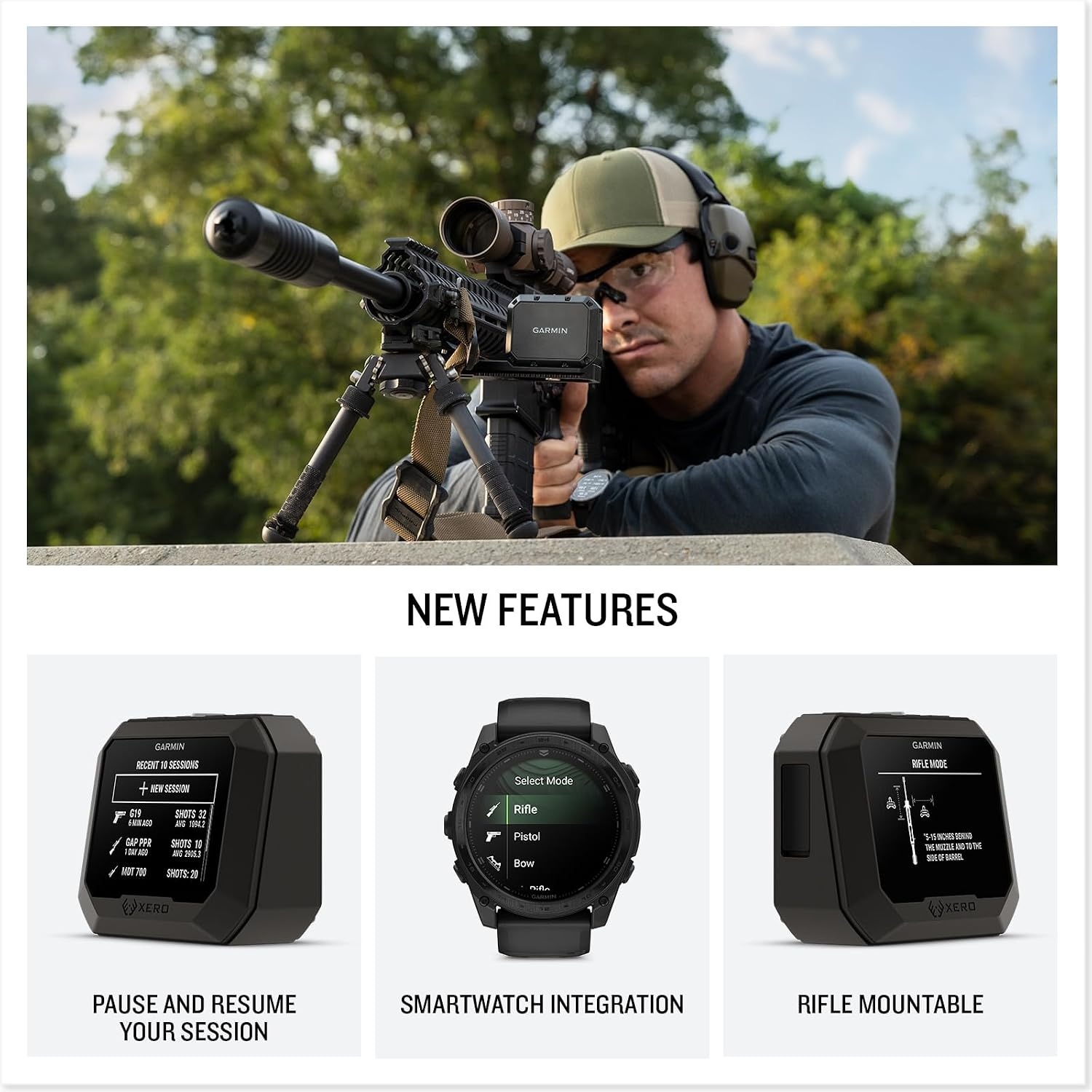 image:imageGarmin Xero C2 Chronograph Compact Reliable Chronograph Tracks Up to 10 Shots Per Second from 100 to 5000 FPS 000 Fps Shotview and Garmin Watch Pairing Rechargeable LiIon USBC IPX7