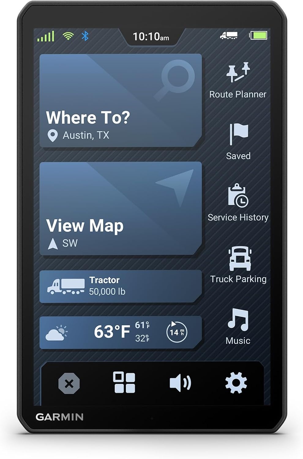 image:imageGarmin dzl OTR620 HighRes 6 GPS Truck Navigator Custom Routing Satellite Imagery Wind Speed CommunityShared Loading Docks Truck Entrances Parking Availability8 with Standard Display