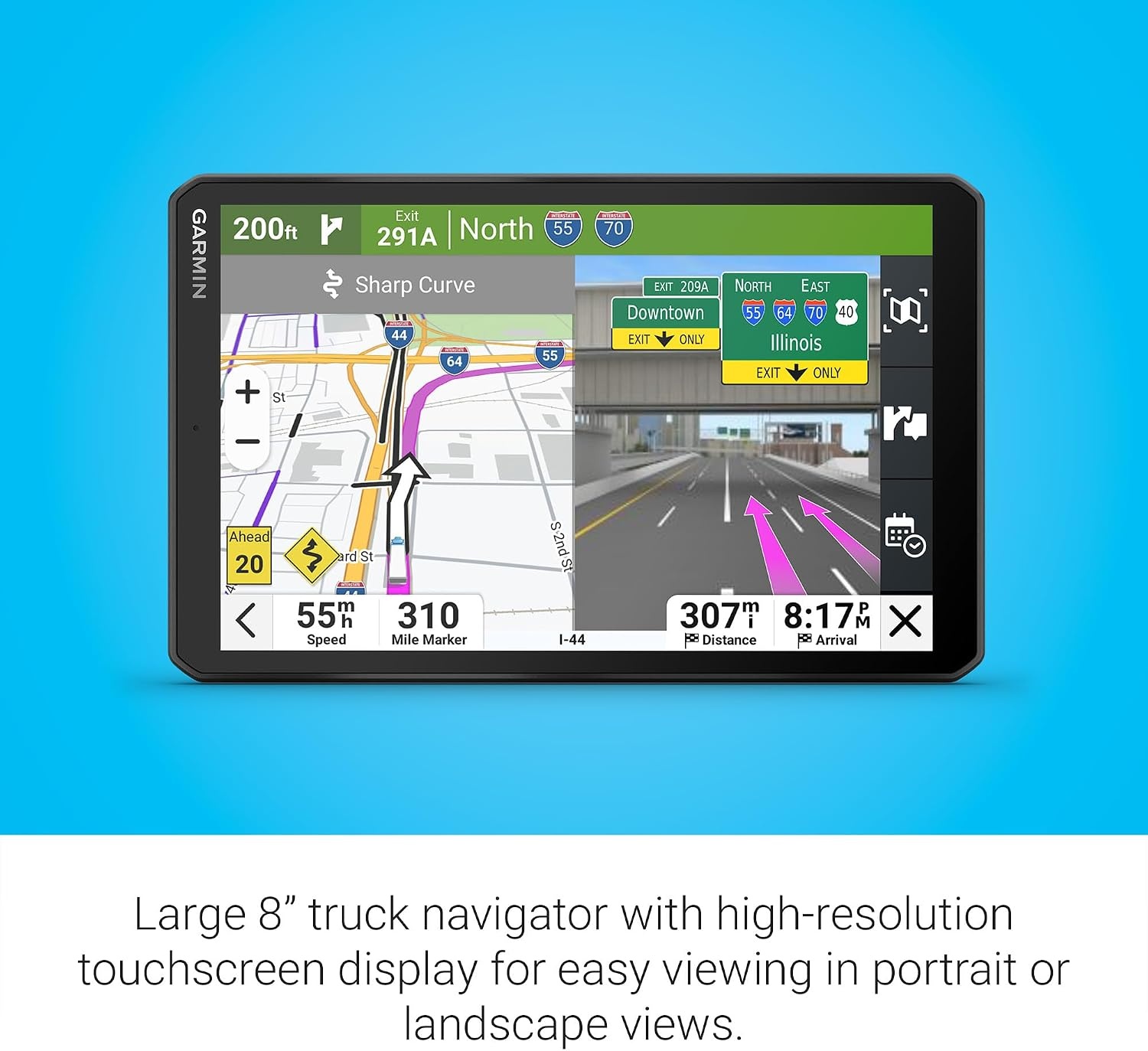 image:imageGarmin dzl OTR620 HighRes 6 GPS Truck Navigator Custom Routing Satellite Imagery Wind Speed CommunityShared Loading Docks Truck Entrances Parking Availability8 with Standard Display