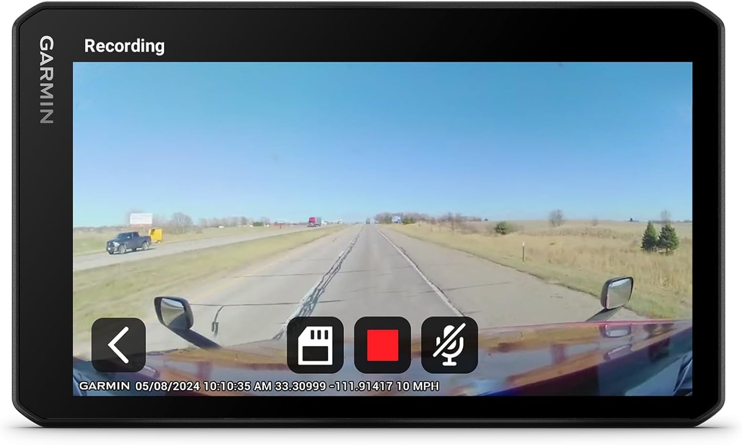 image:imageGarmin dzl OTR620 HighRes 6 GPS Truck Navigator Custom Routing Satellite Imagery Wind Speed CommunityShared Loading Docks Truck Entrances Parking Availability7 with Dash Cam