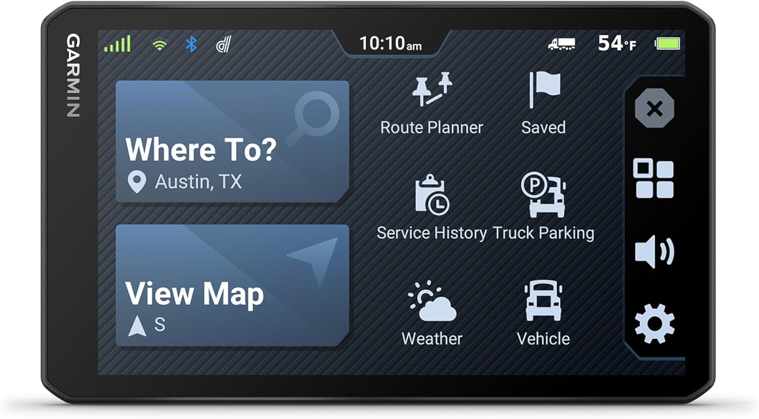 image:imageGarmin dzl OTR620 HighRes 6 GPS Truck Navigator Custom Routing Satellite Imagery Wind Speed CommunityShared Loading Docks Truck Entrances Parking Availability7 with Standard Display