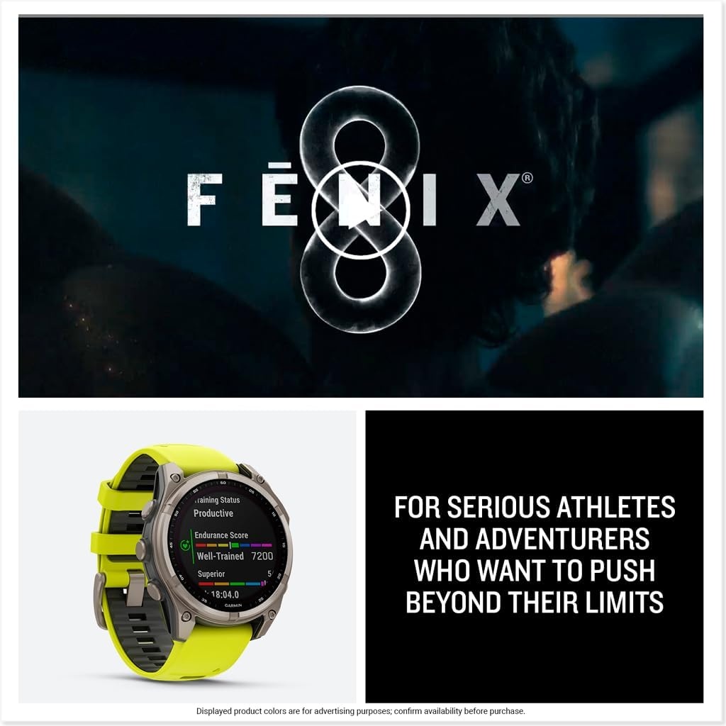 image:imageGarmin fnix 8 51 mm SolarSapphire Premium Multisport GPS Smartwatch ConnectLongLasting Battery Life DiveRatedBuiltin LED FlashlightCarbon Gray DLC Titanium with Pebble Gray Band Carbon Gray Dlc Ti Bezel Black and Pebble Gray Band LED Flashlight 100m Water Up to 48Day BatteryTitanium with YellowGraphite Band