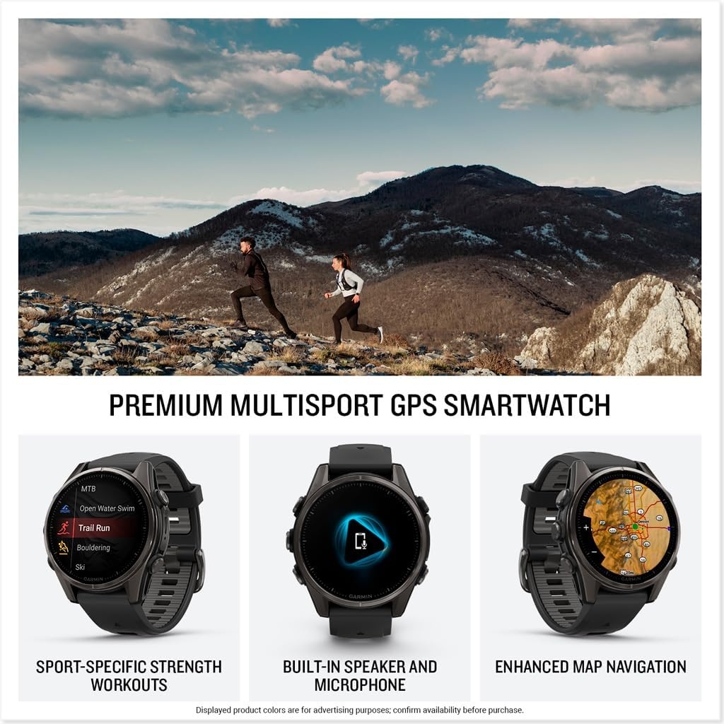 image:imageGarmin fnix 8 51 mm SolarSapphire Premium Multisport GPS Smartwatch ConnectLongLasting Battery Life DiveRatedBuiltin LED FlashlightCarbon Gray DLC Titanium with Pebble Gray Band Carbon Gray Dlc Ti Bezel Black and Pebble Gray Band LED Flashlight 100m Water Up to 48Day BatteryTitanium with Gray Band