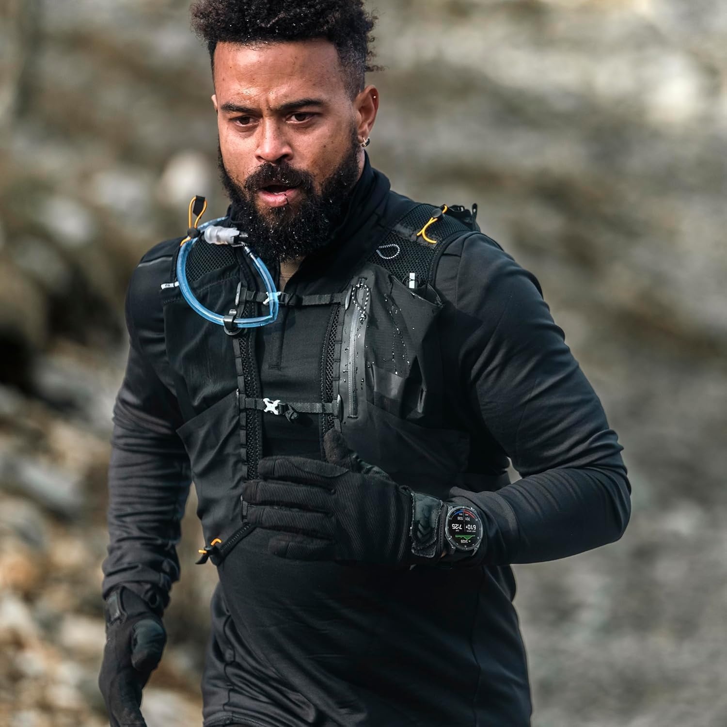 image:imageGarmin fnix 8 51 mm SolarSapphire Premium Multisport GPS Smartwatch ConnectLongLasting Battery Life DiveRatedBuiltin LED FlashlightCarbon Gray DLC Titanium with Pebble Gray Band Carbon Gray Dlc Ti Bezel Black and Pebble Gray Band LED Flashlight 100m Water Up to 48Day BatteryTitanium with Gray Band