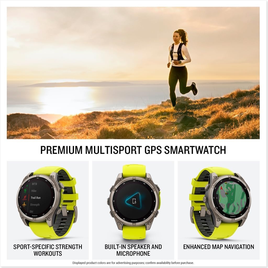 image:imageGarmin fnix 8 51 mm SolarSapphire Premium Multisport GPS Smartwatch ConnectLongLasting Battery Life DiveRatedBuiltin LED FlashlightCarbon Gray DLC Titanium with Pebble Gray Band Carbon Gray Dlc Ti Bezel Black and Pebble Gray Band LED Flashlight 100m Water Up to 48Day BatteryTitanium with YellowGraphite Band