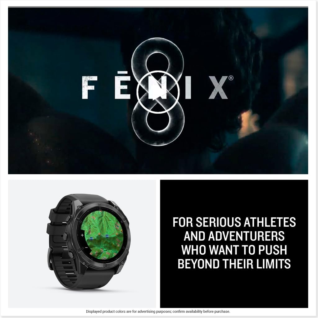 image:imageGarmin fnix 8 51 mm SolarSapphire Premium Multisport GPS Smartwatch ConnectLongLasting Battery Life DiveRatedBuiltin LED FlashlightCarbon Gray DLC Titanium with Pebble Gray Band Carbon Gray Dlc Ti Bezel Black and Pebble Gray Band LED Flashlight 100m Water Up to 48Day BatterySlate Gray with Black Band