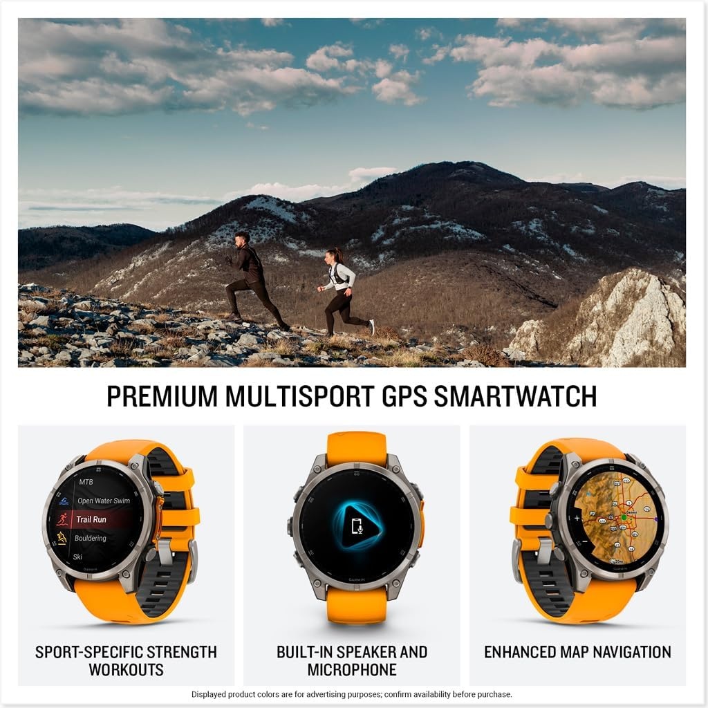 image:imageGarmin fnix 8 51 mm SolarSapphire Premium Multisport GPS Smartwatch ConnectLongLasting Battery Life DiveRatedBuiltin LED FlashlightCarbon Gray DLC Titanium with Pebble Gray Band Carbon Gray Dlc Ti Bezel Black and Pebble Gray Band LED Flashlight 100m Water Up to 48Day BatteryTitanium with OrangeGraphite Band