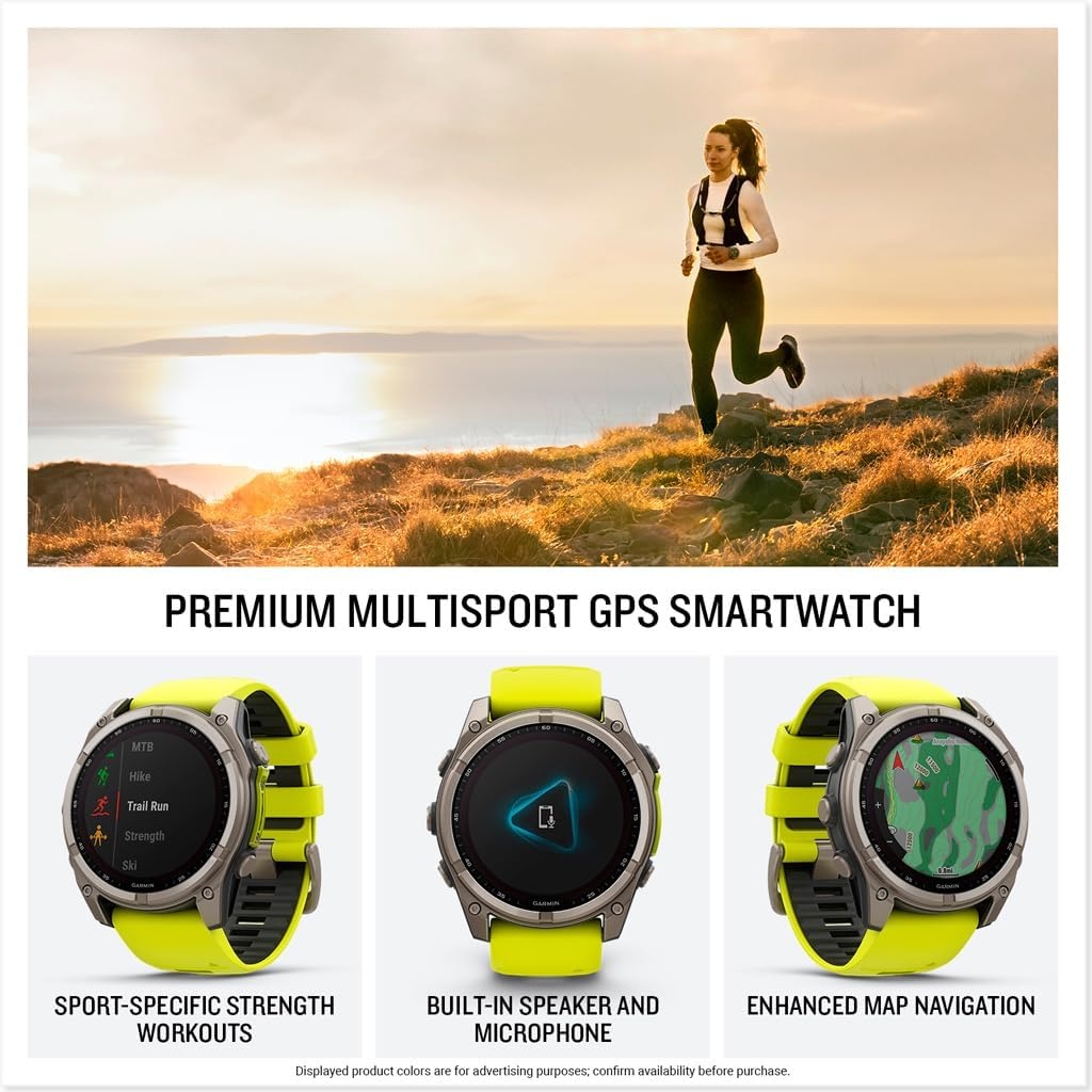 image:imageGarmin fnix 8 51 mm SolarSapphire Premium Multisport GPS Smartwatch ConnectLongLasting Battery Life DiveRatedBuiltin LED FlashlightCarbon Gray DLC Titanium with Pebble Gray Band Carbon Gray Dlc Ti Bezel Black and Pebble Gray Band LED Flashlight 100m Water Up to 48Day BatteryTitanium with YellowGraphite Band