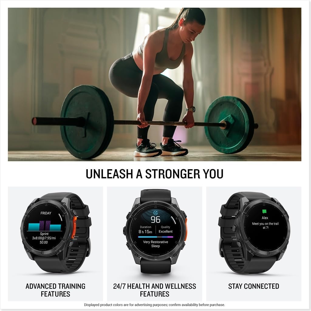 image:imageGarmin fnix 8 51 mm SolarSapphire Premium Multisport GPS Smartwatch ConnectLongLasting Battery Life DiveRatedBuiltin LED FlashlightCarbon Gray DLC Titanium with Pebble Gray Band Carbon Gray Dlc Ti Bezel Black and Pebble Gray Band LED Flashlight 100m Water Up to 48Day BatterySlate Gray with Black Band
