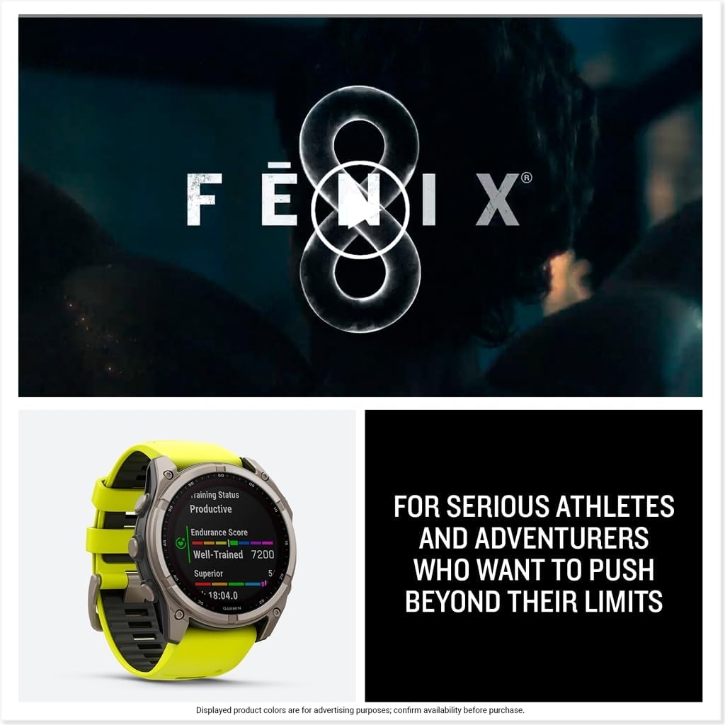 image:imageGarmin fnix 8 51 mm SolarSapphire Premium Multisport GPS Smartwatch ConnectLongLasting Battery Life DiveRatedBuiltin LED FlashlightCarbon Gray DLC Titanium with Pebble Gray Band Carbon Gray Dlc Ti Bezel Black and Pebble Gray Band LED Flashlight 100m Water Up to 48Day BatteryTitanium with YellowGraphite Band